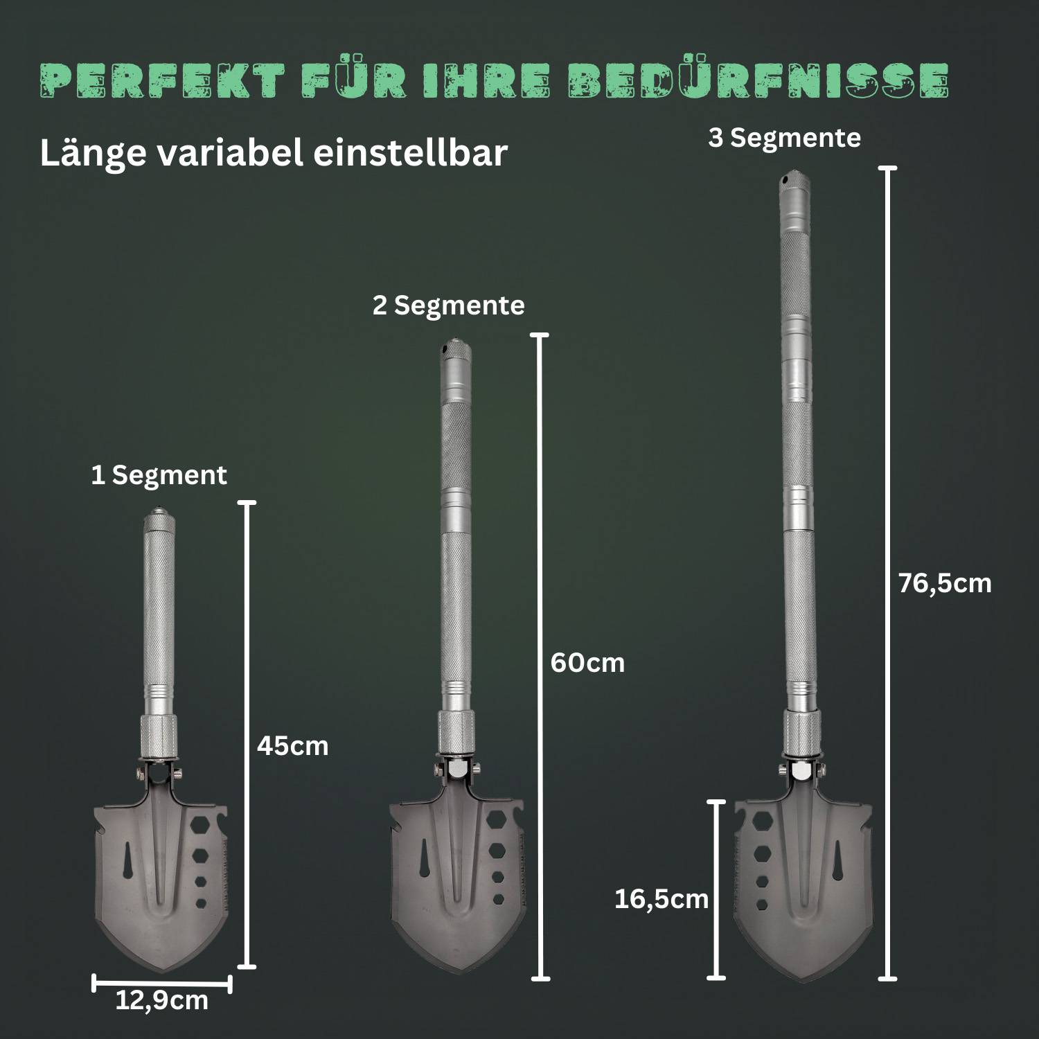 Berger & Schröter Klappspaten, Outdoor Schaufel, Multifunktionsspaten lang