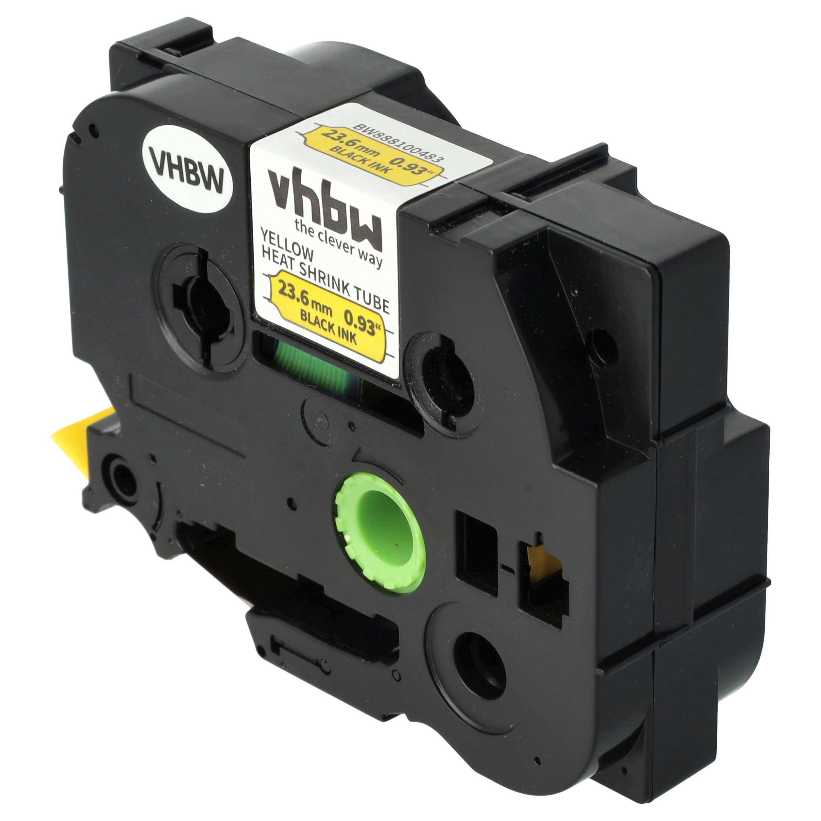 vhbw Schriftband-Kassette kompatibel mit Brother PT P900W, P950NW, P750W Etiketten-Drucker Schwarz auf Gelb, Schrumpfschlauch-Kassette