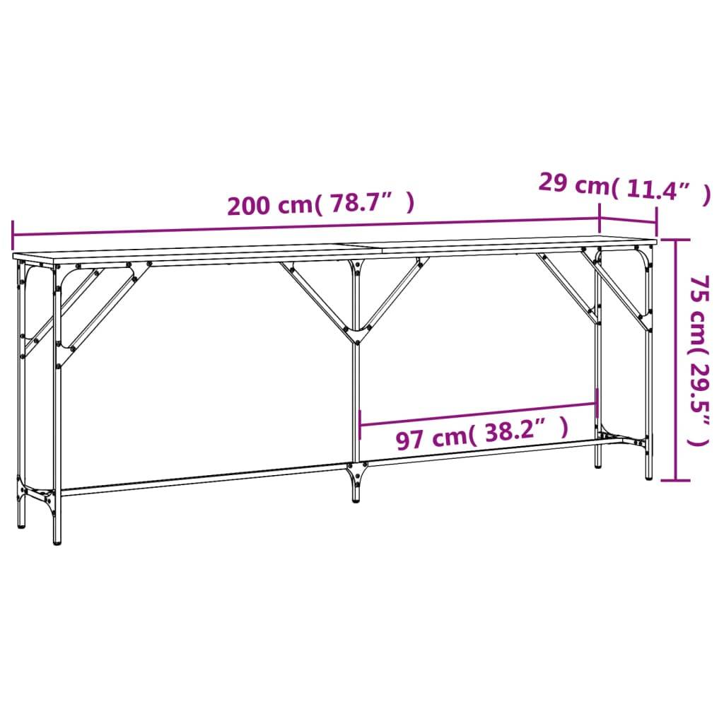 vidaXL Konsolentisch Sonoma-Eiche 200x29x75 cm Holzwerkstoff