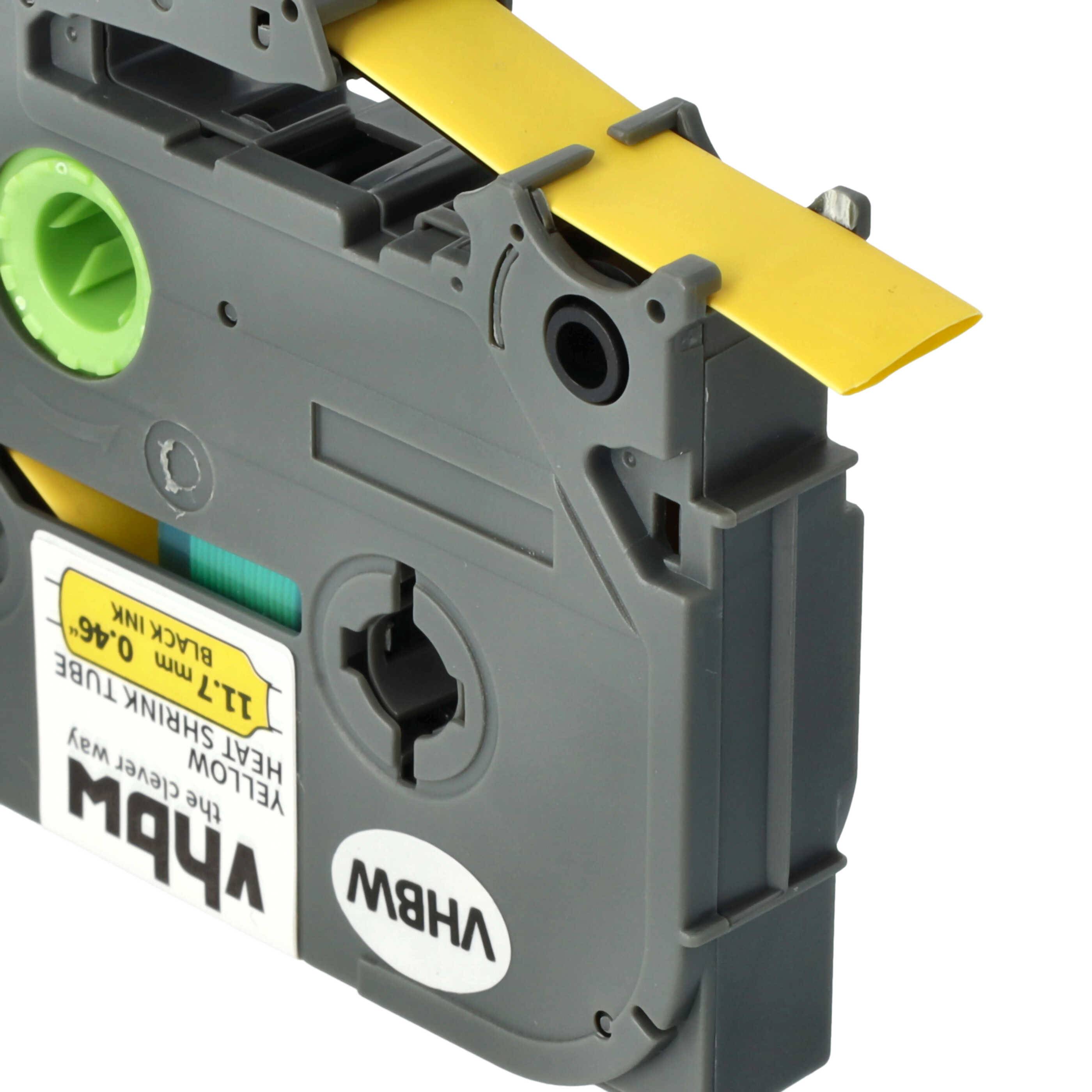 vhbw Schriftband-Kassette Ersatz für Brother HS631, AHS-631 für Etiketten-Drucker 1,5m x 11,7mm Schwarz auf Gelb, Schrumpfschlauch-Kassette