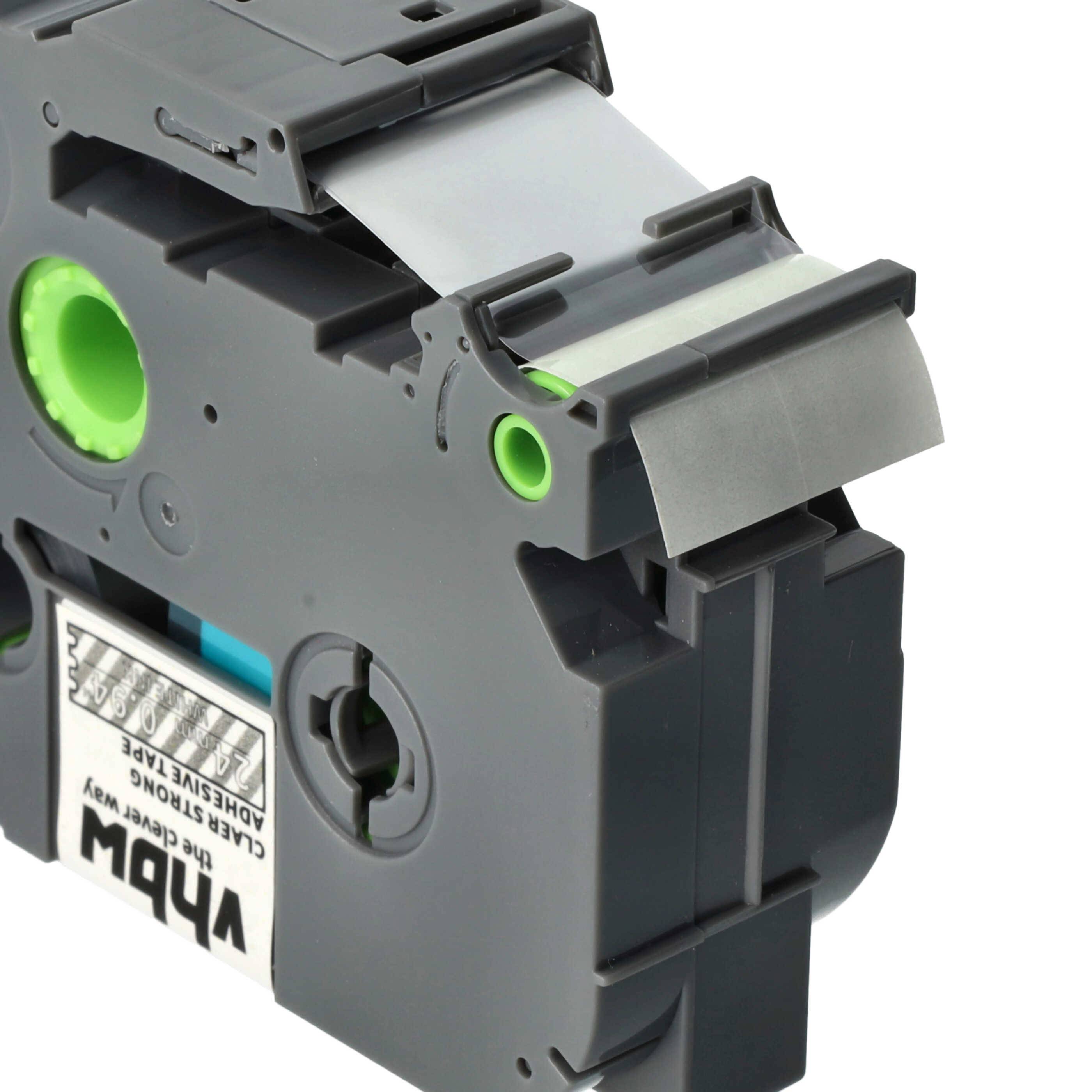 vhbw Schriftband-Kassette kompatibel mit Brother PT 2710, 2700, 2730 Etiketten-Drucker 8m x 24mm Weiß auf Transparent, Extra Stark, Laminiert