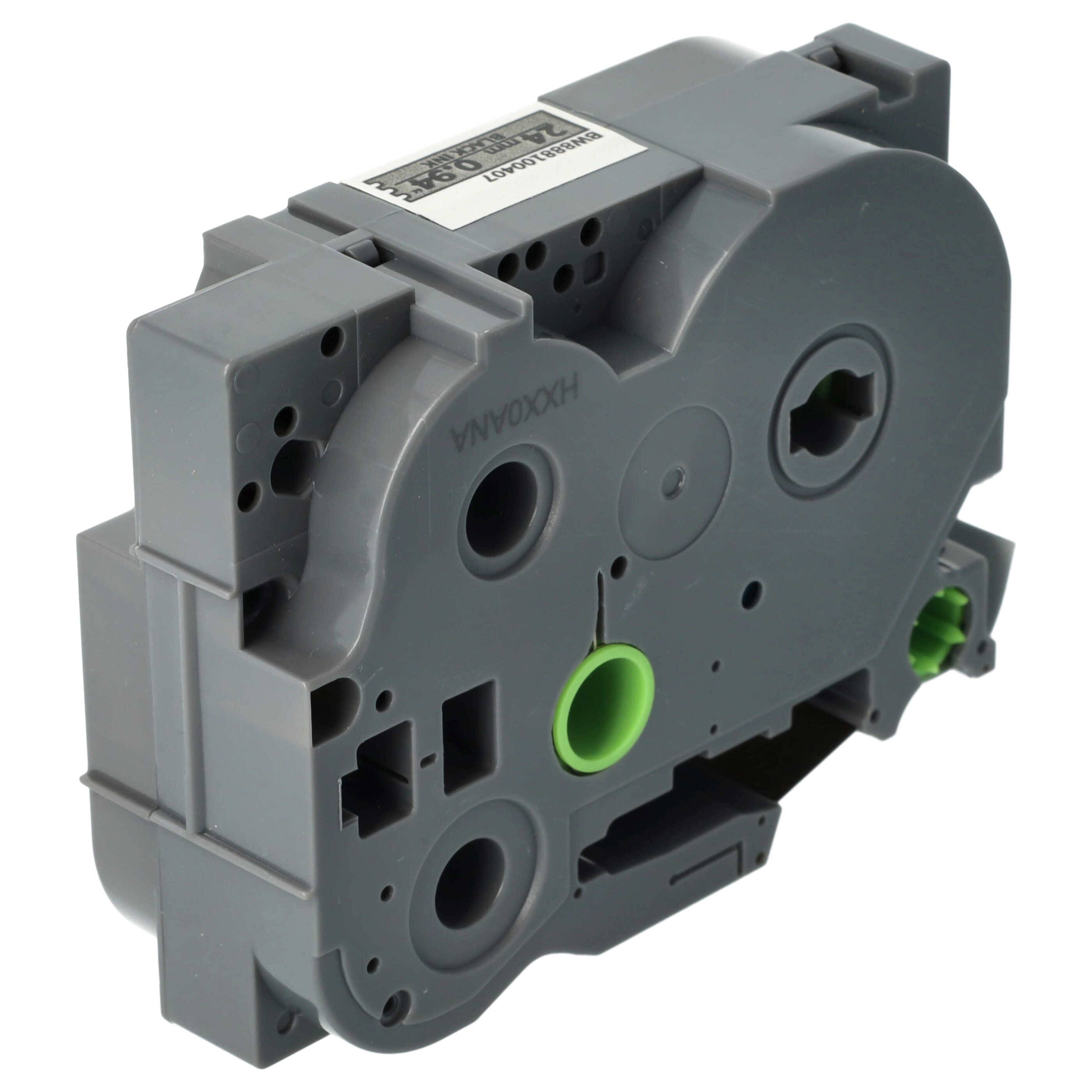 vhbw Schriftband-Kassette kompatibel mit Brother PT 2410, 2450, 2400, 2420PC, 2450CC, 2400E, 2430PC Etiketten-Drucker 8m x 24mm Schwarz auf Silber