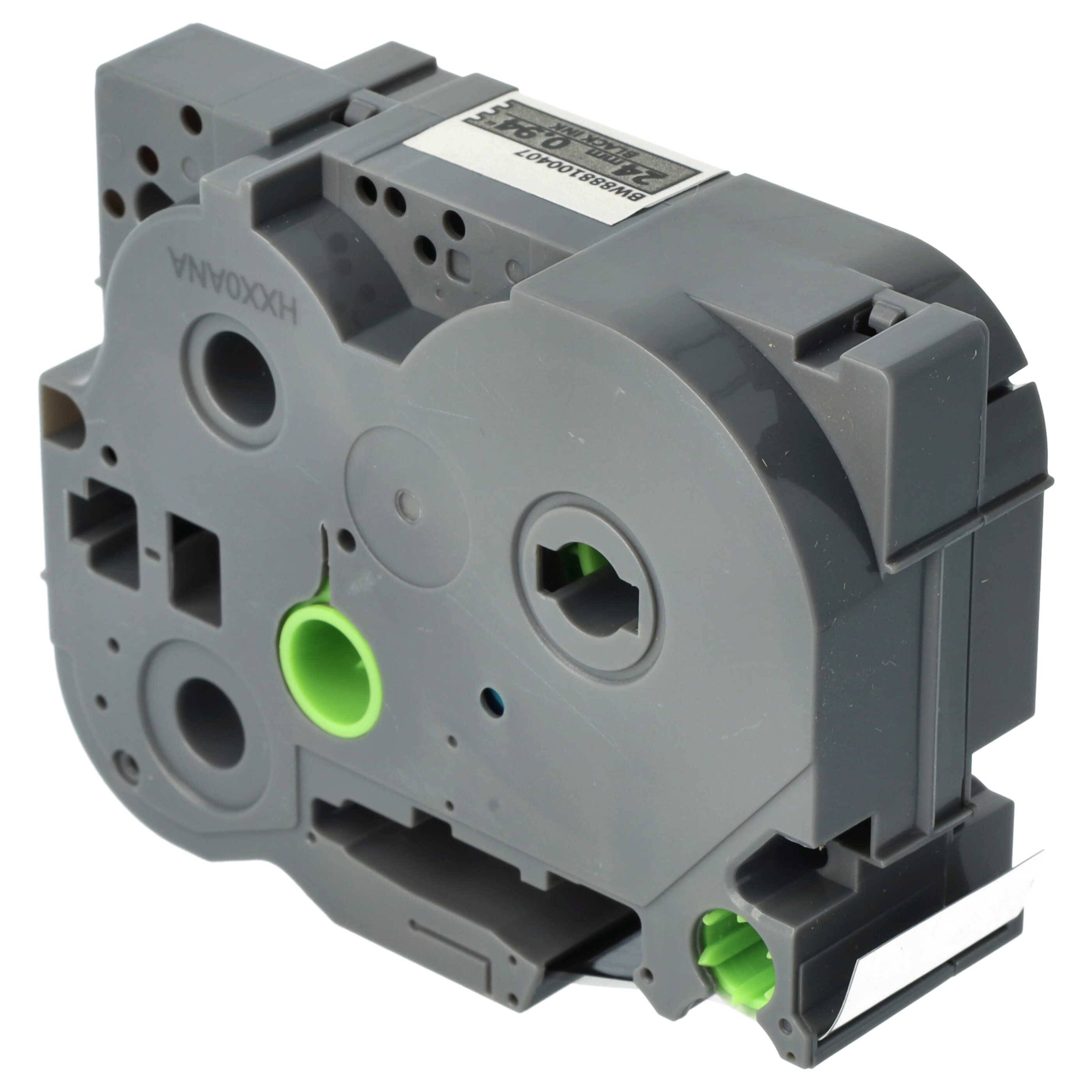 vhbw Schriftband-Kassette kompatibel mit Brother PT 2410, 2450, 2400, 2420PC, 2450CC, 2400E, 2430PC Etiketten-Drucker 8m x 24mm Schwarz auf Silber