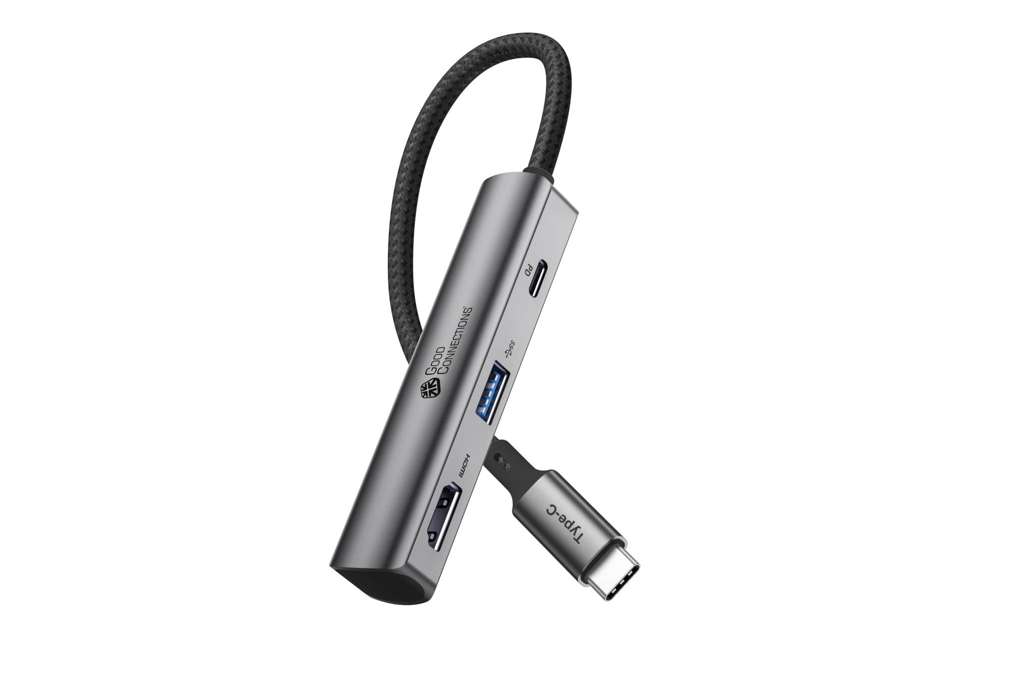 USB-C™-Hub (3-Port), 1x HDMI 2.0, 1x USB-C™ (PD 94W), USB 3.0 A, anthrazit