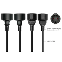 W-Netzkabel Schutzkontakt-Stecker Typ E+F (CEE 7/7, gewinkelt) an 3x Buchse, schwarz, 0,2m W-Netzkabel Schutzkontakt-Stecker Typ E+F (CEE 7/7, gewinkelt) an 3x Buchse, schwarz, 0,2m