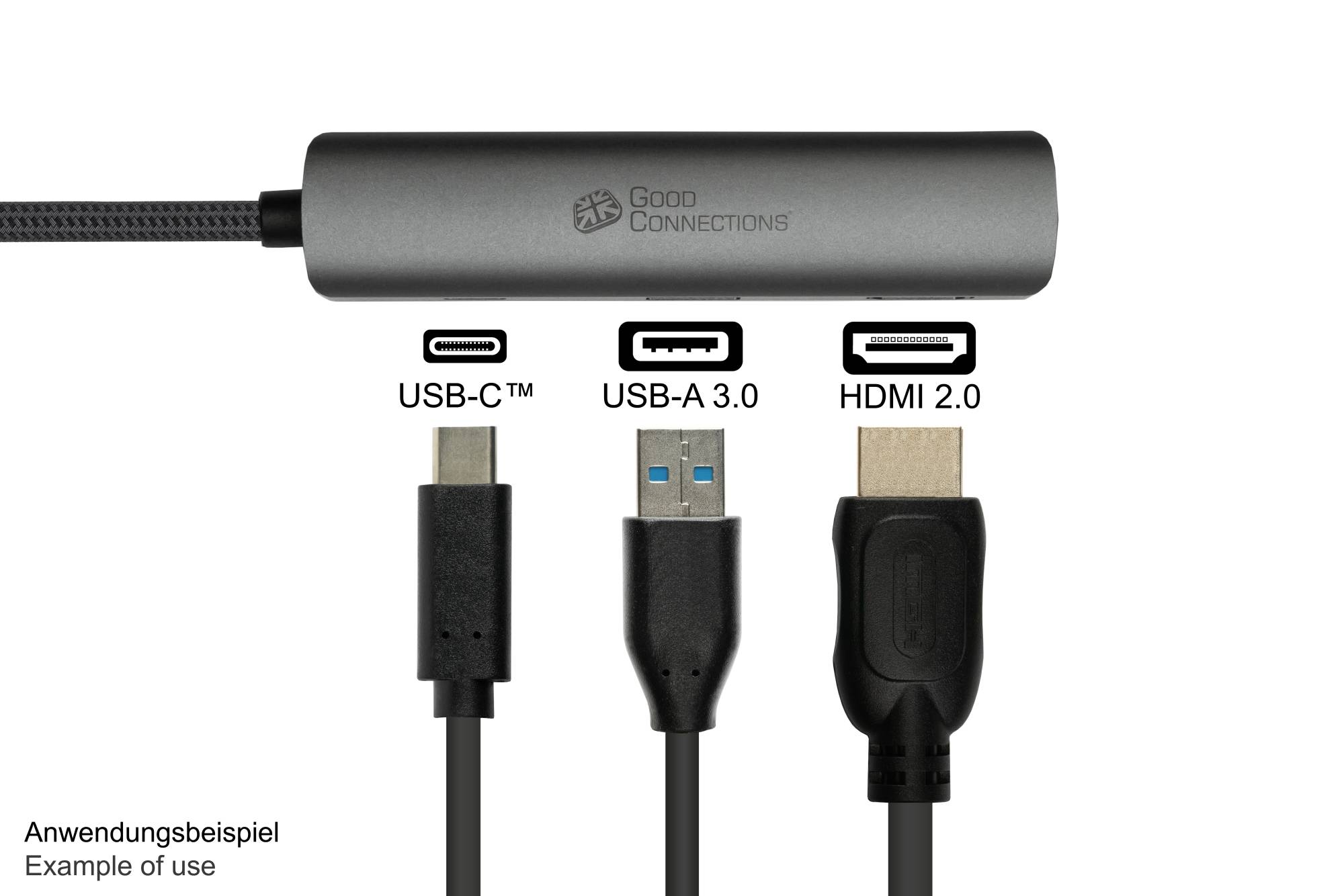 USB-C™-Hub (3-Port), 1x HDMI 2.0, 1x USB-C™ (PD 94W), USB 3.0 A, anthrazit