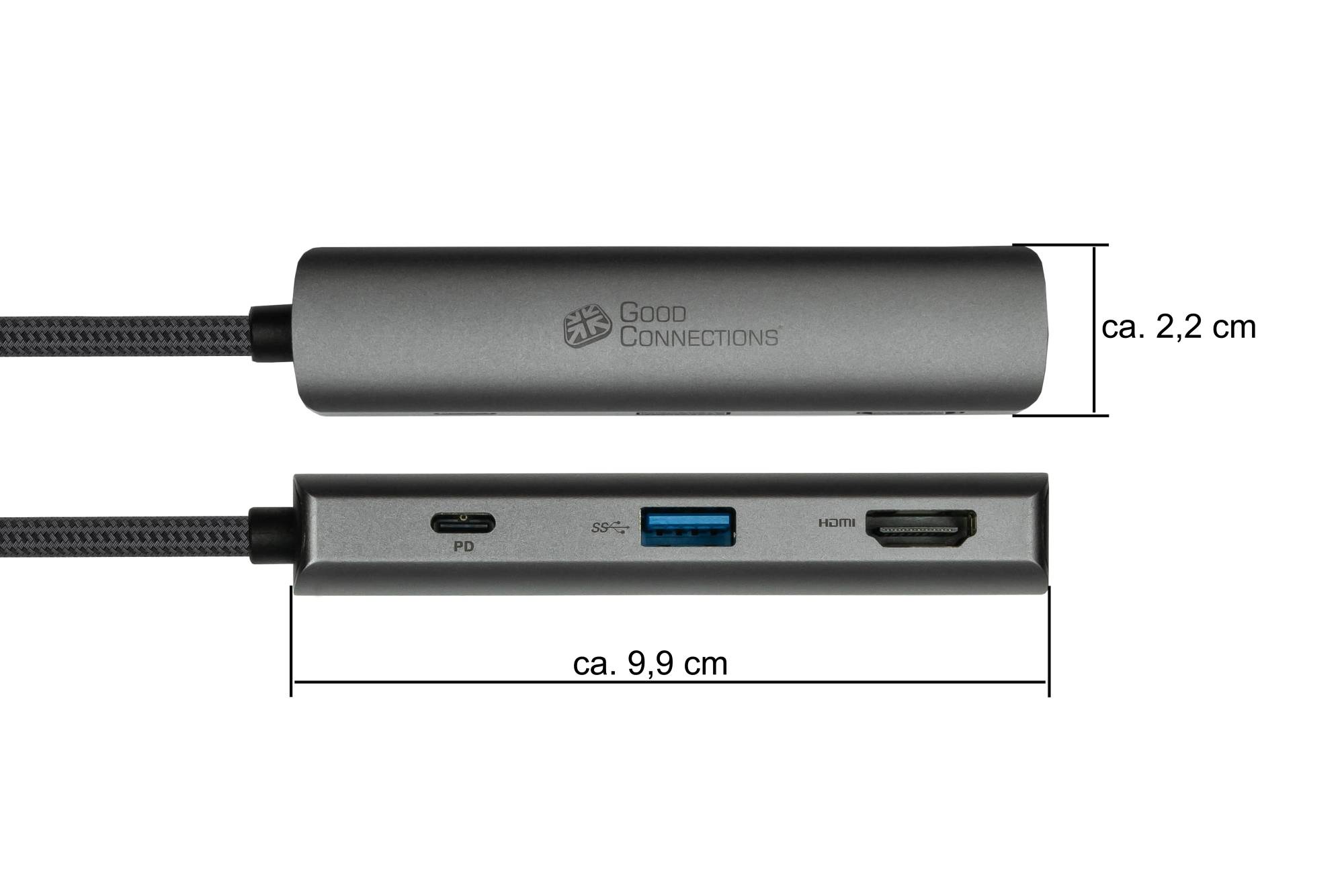 USB-C™-Hub (3-Port), 1x HDMI 2.0, 1x USB-C™ (PD 94W), USB 3.0 A, anthrazit