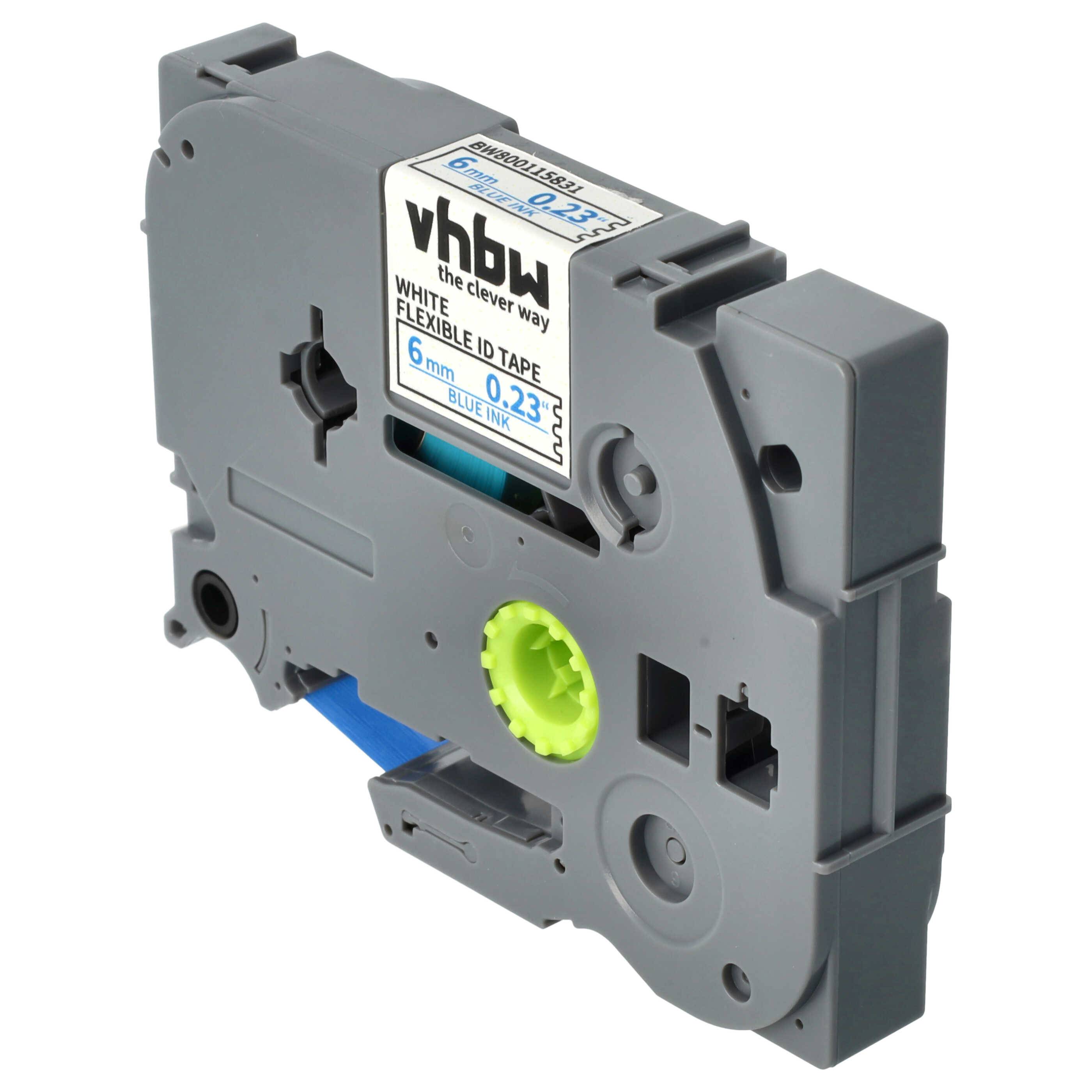 vhbw Schriftband-Kassette Ersatz für Brother TZE-FX213 für Etiketten-Drucker 8m x 6mm Blau auf Weiß, Flexibel