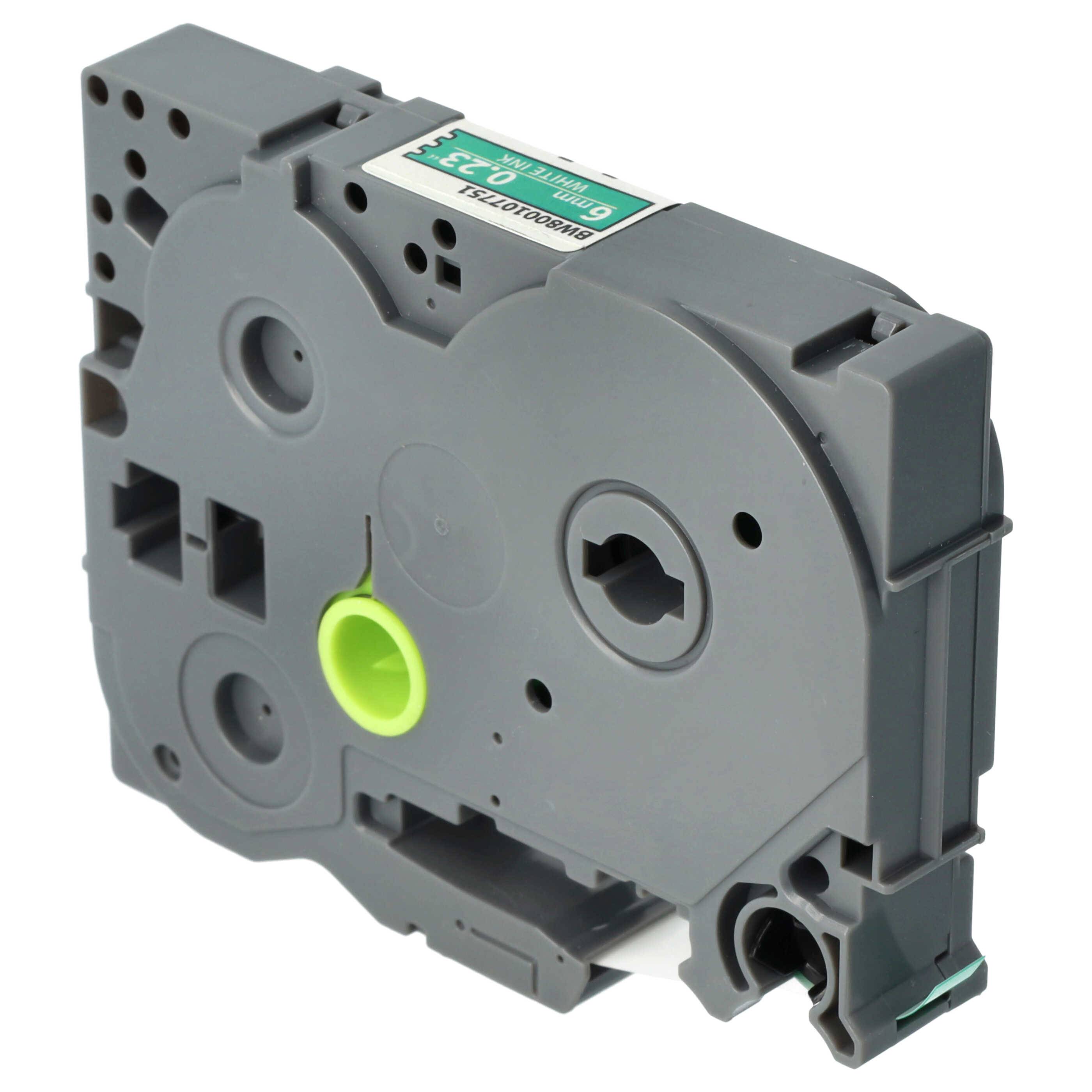 vhbw Schriftband-Kassette Ersatz für Brother TZE-715 für Etiketten-Drucker 8m x 6mm Weiß auf Grün