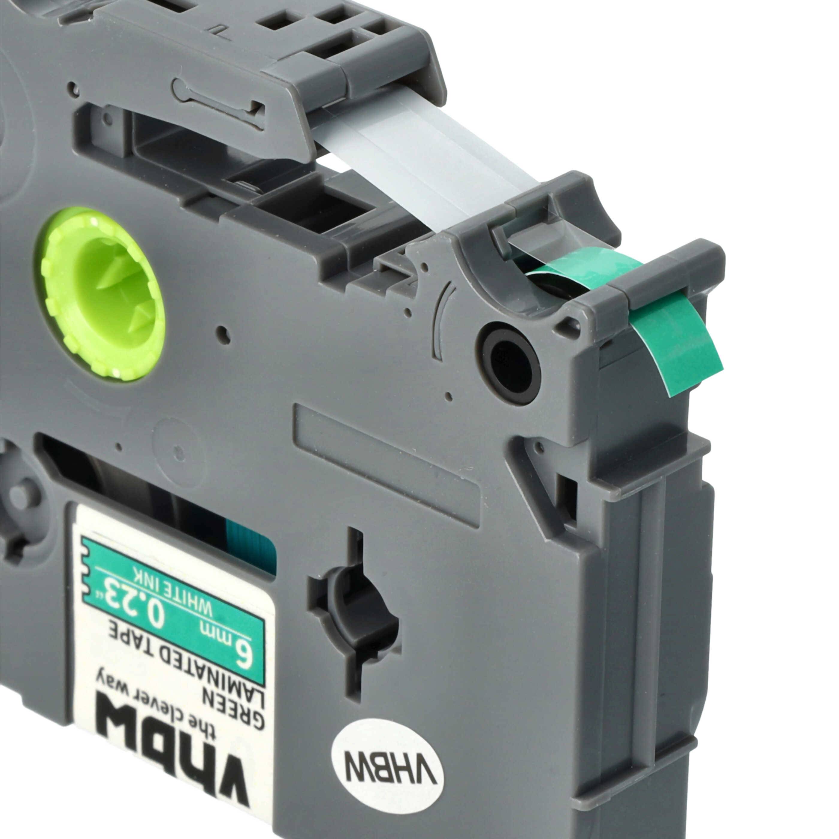 vhbw Schriftband-Kassette Ersatz für Brother TZE-715 für Etiketten-Drucker 8m x 6mm Weiß auf Grün