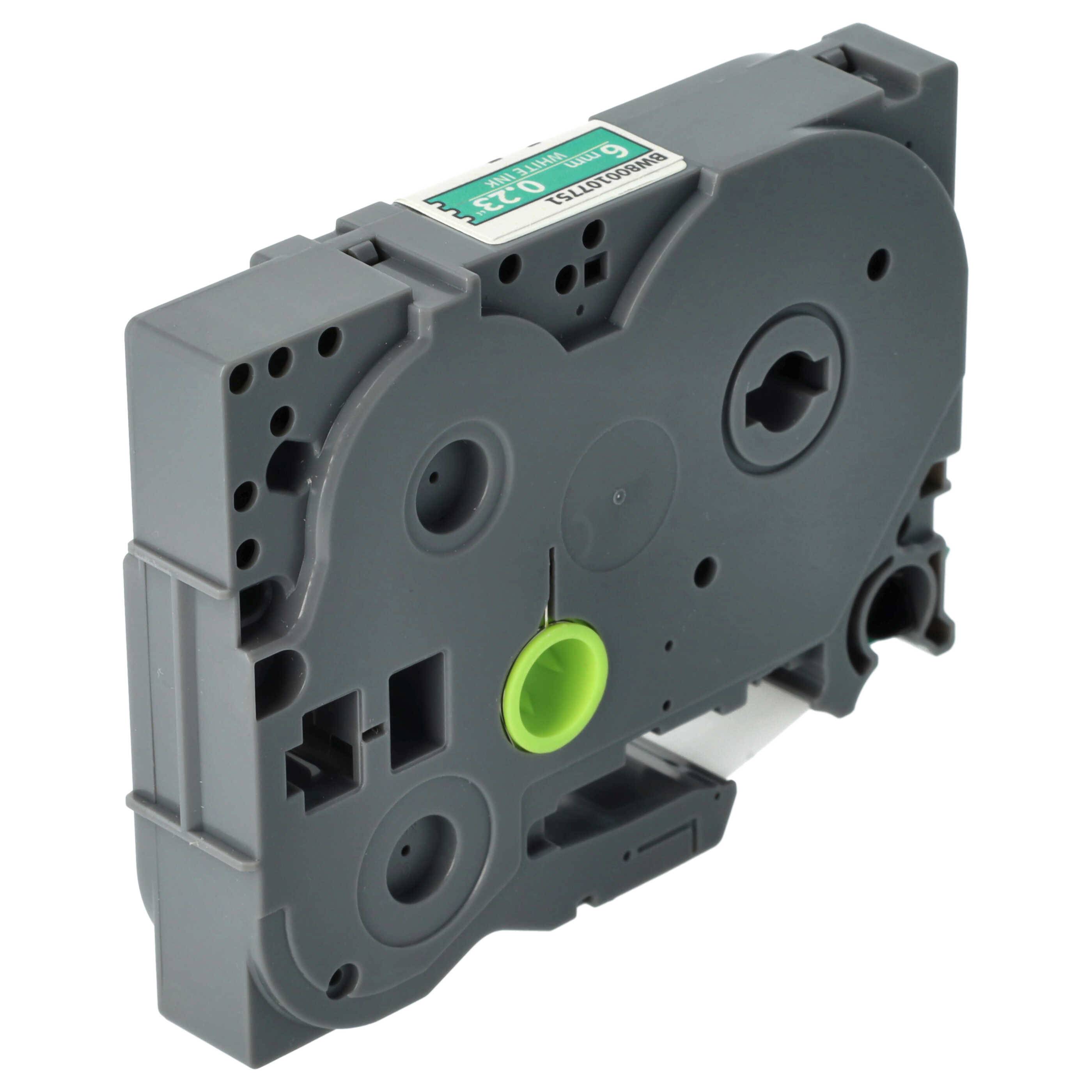 vhbw Schriftband-Kassette Ersatz für Brother TZE-715 für Etiketten-Drucker 8m x 6mm Weiß auf Grün