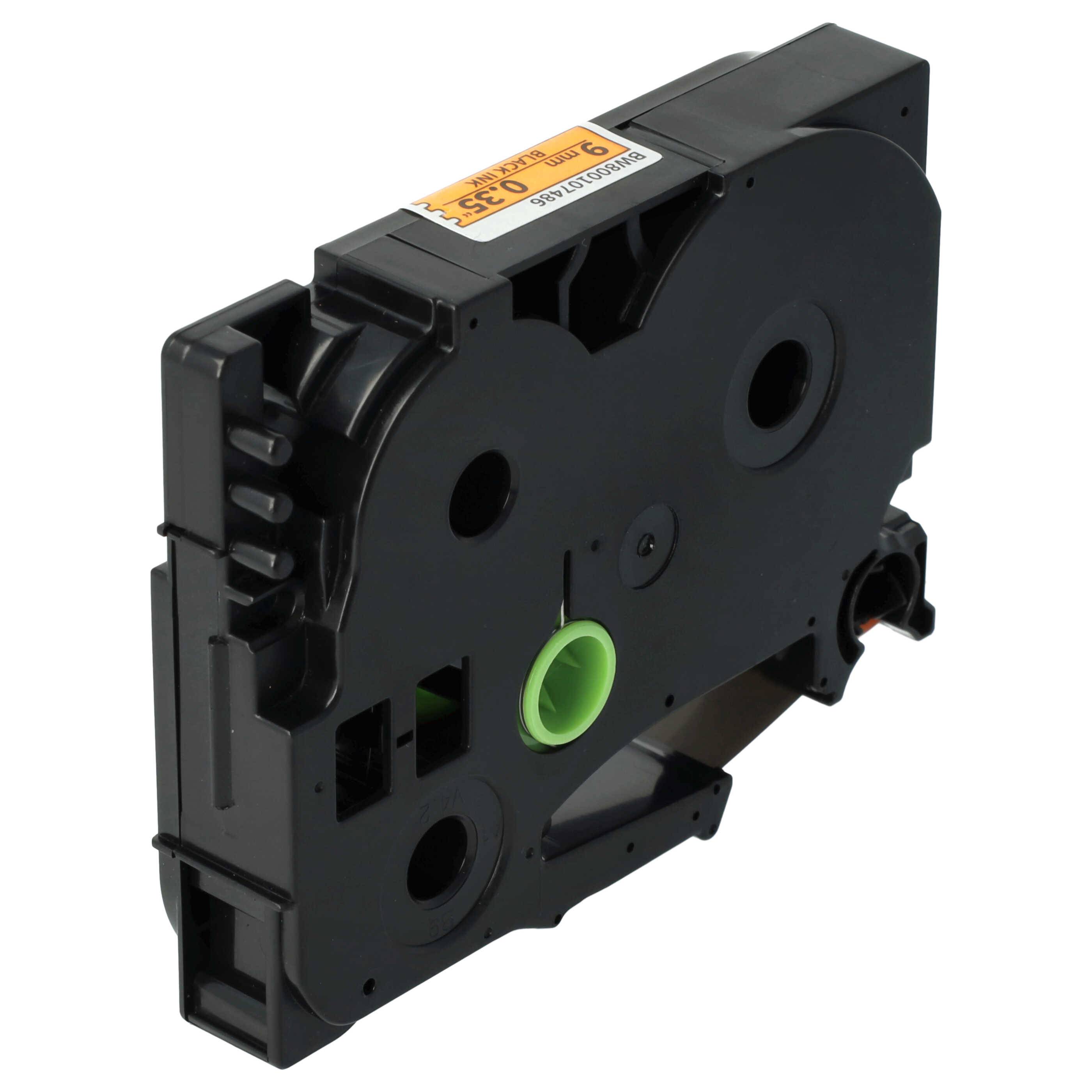 vhbw Schriftband-Kassette kompatibel mit Brother PT P700, RL700S, H100LB, H100R, E100VP Etiketten-Drucker 8m x 9mm Schwarz auf Neon-Orange