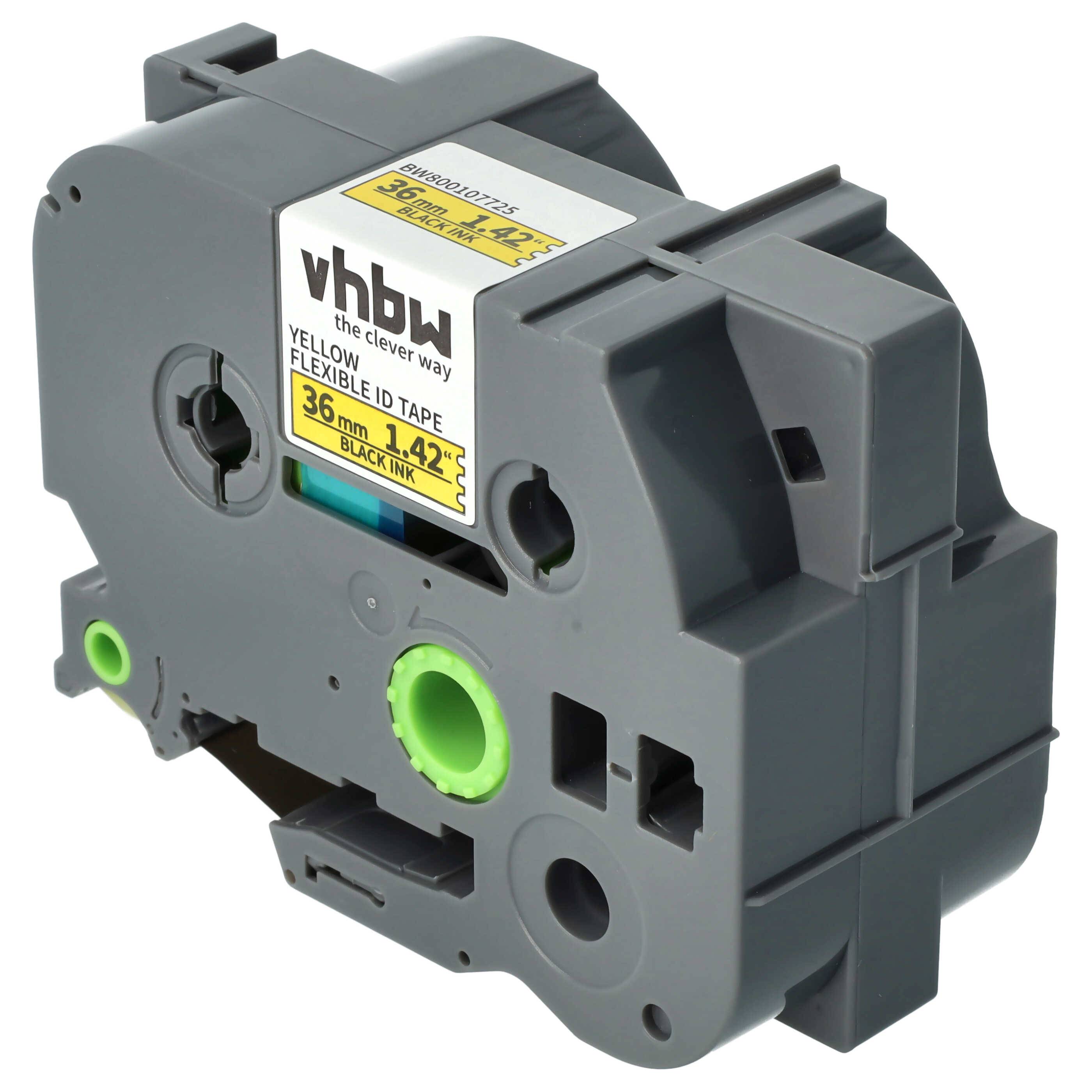 vhbw Schriftband-Kassette Ersatz für Brother TZ-FX661, TZE-FX661 für Etiketten-Drucker 8m x 36mm Schwarz auf Gelb, Flexibel
