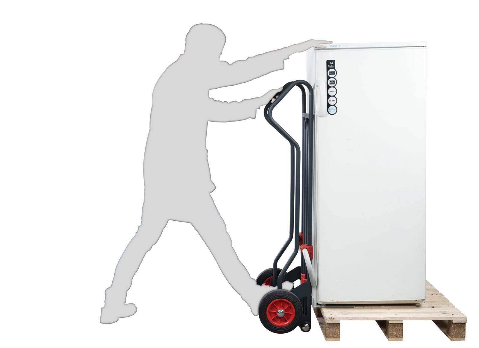 FIMM Sackkarre zum Heben von Paletten Lasten Tragkraft 250 kg mit 250mm Gummi Reifen