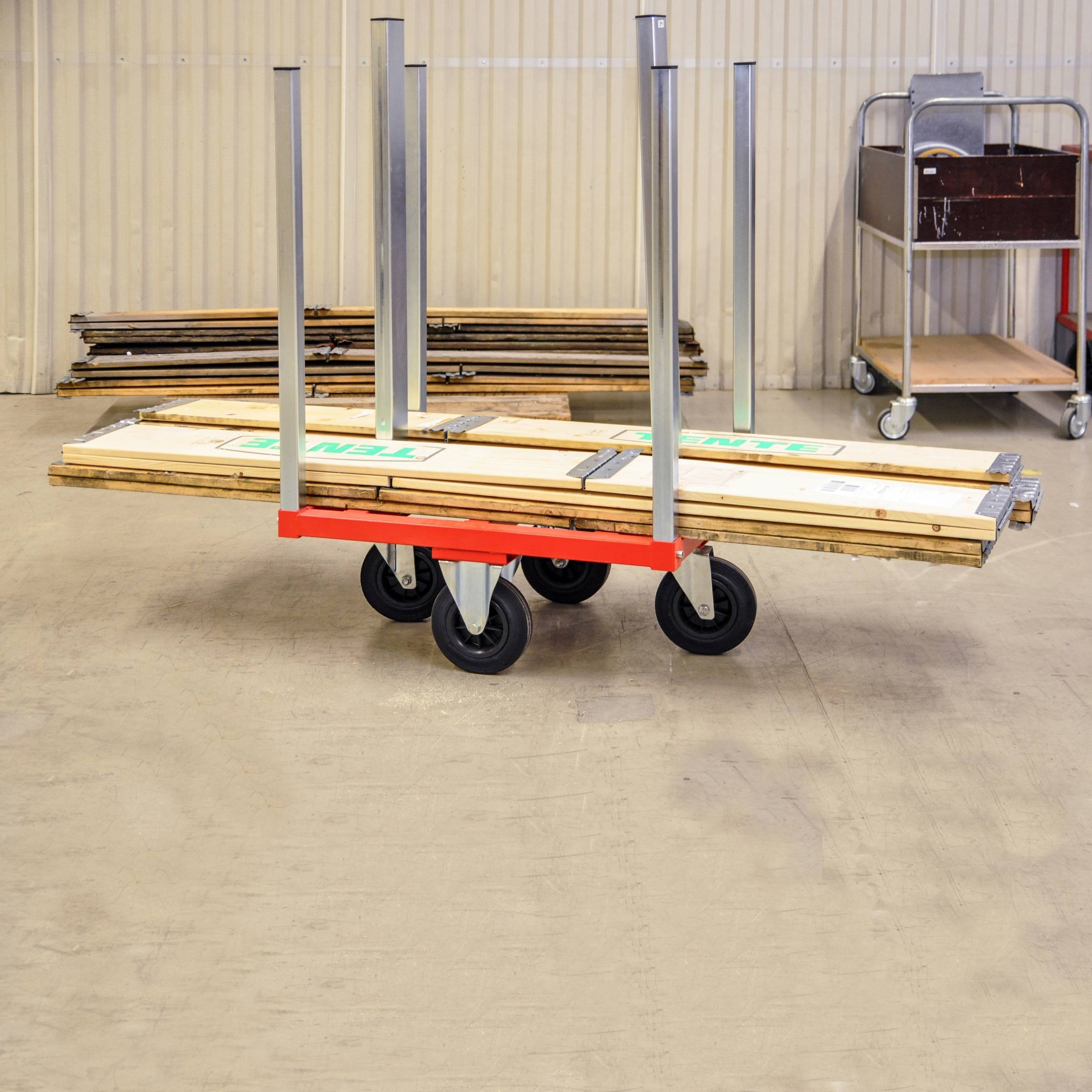 Kongamek Transportwagen 800x600x1215mm in rot mit 300kg Tragkraft ohne Bremse für Palettenwagen