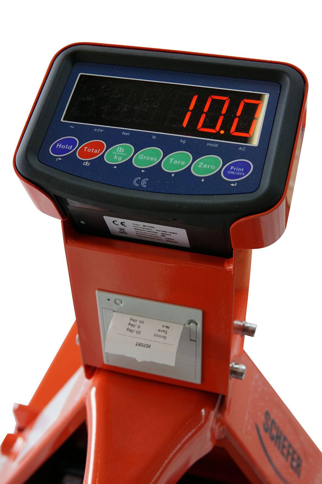 Schefer Gabelhubwagen Premium mit integrierter Waage und Drucker Tragkraft 2500kg Gabellänge 1150mm