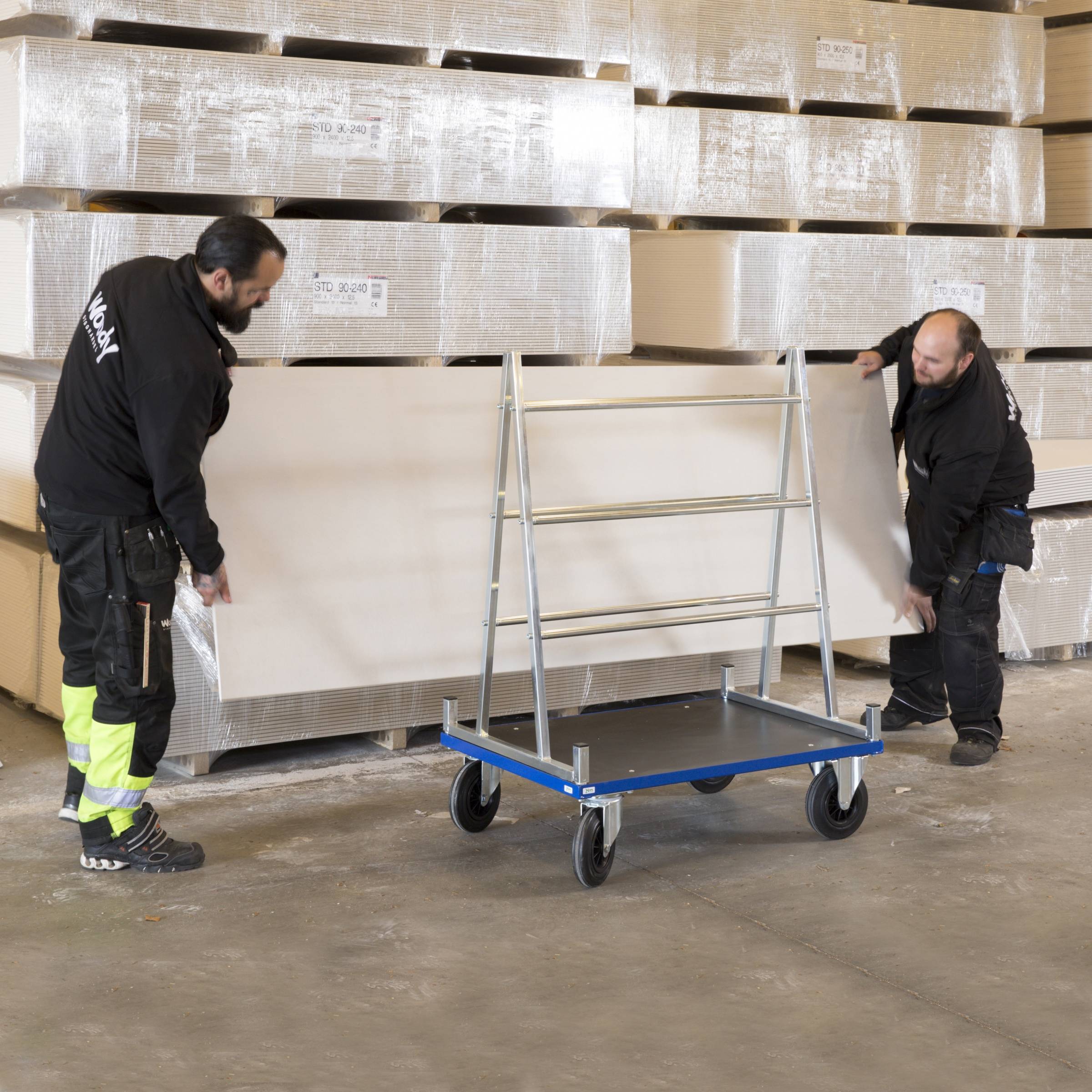 Kongamek Plattenwagen verzinkt 1000x700x1380mm mit Gummibereifung mit Bremse