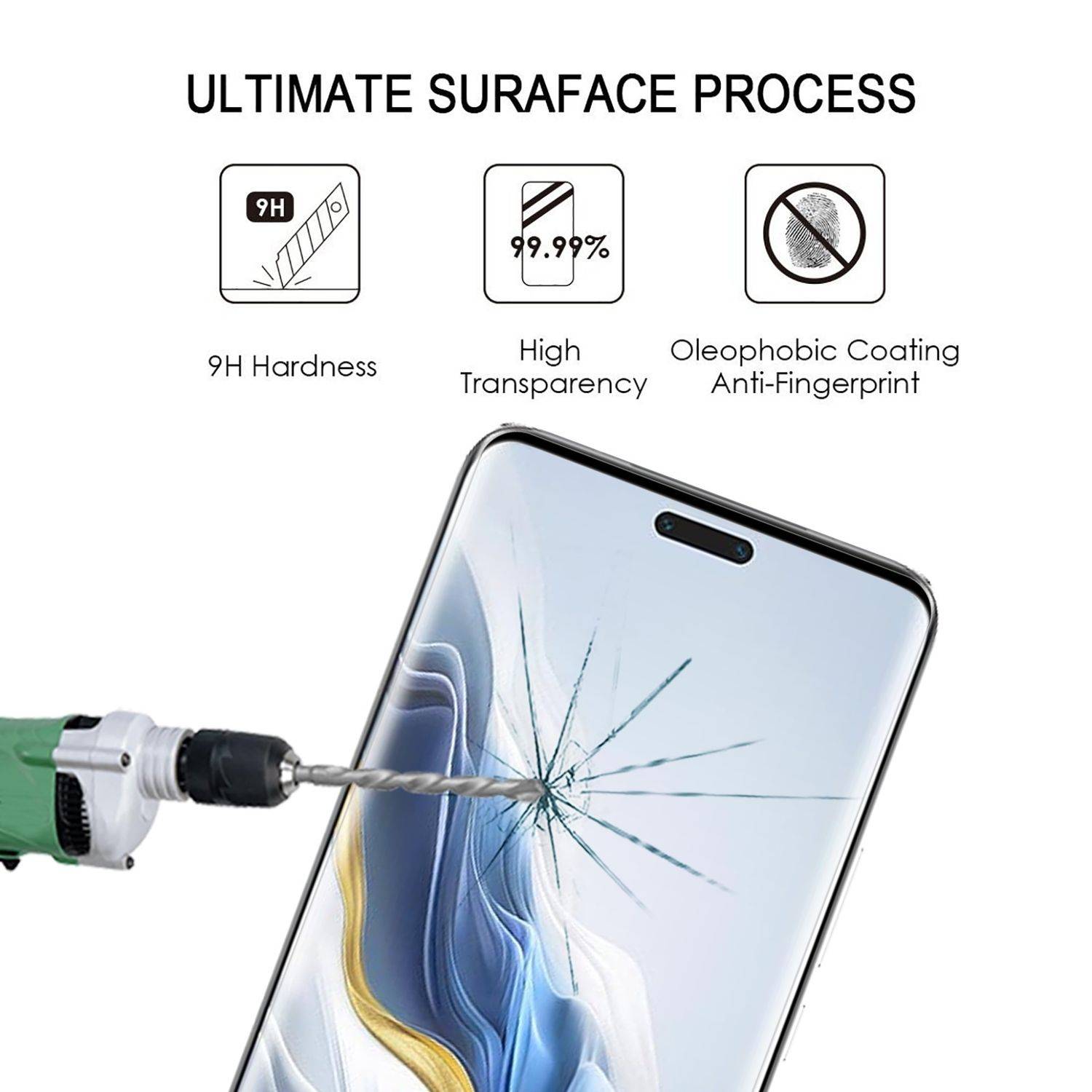 Für Honor Magic 6 Ultimate / Magic 6 RS 4D 0,3mm H9 Curved Hart Glas