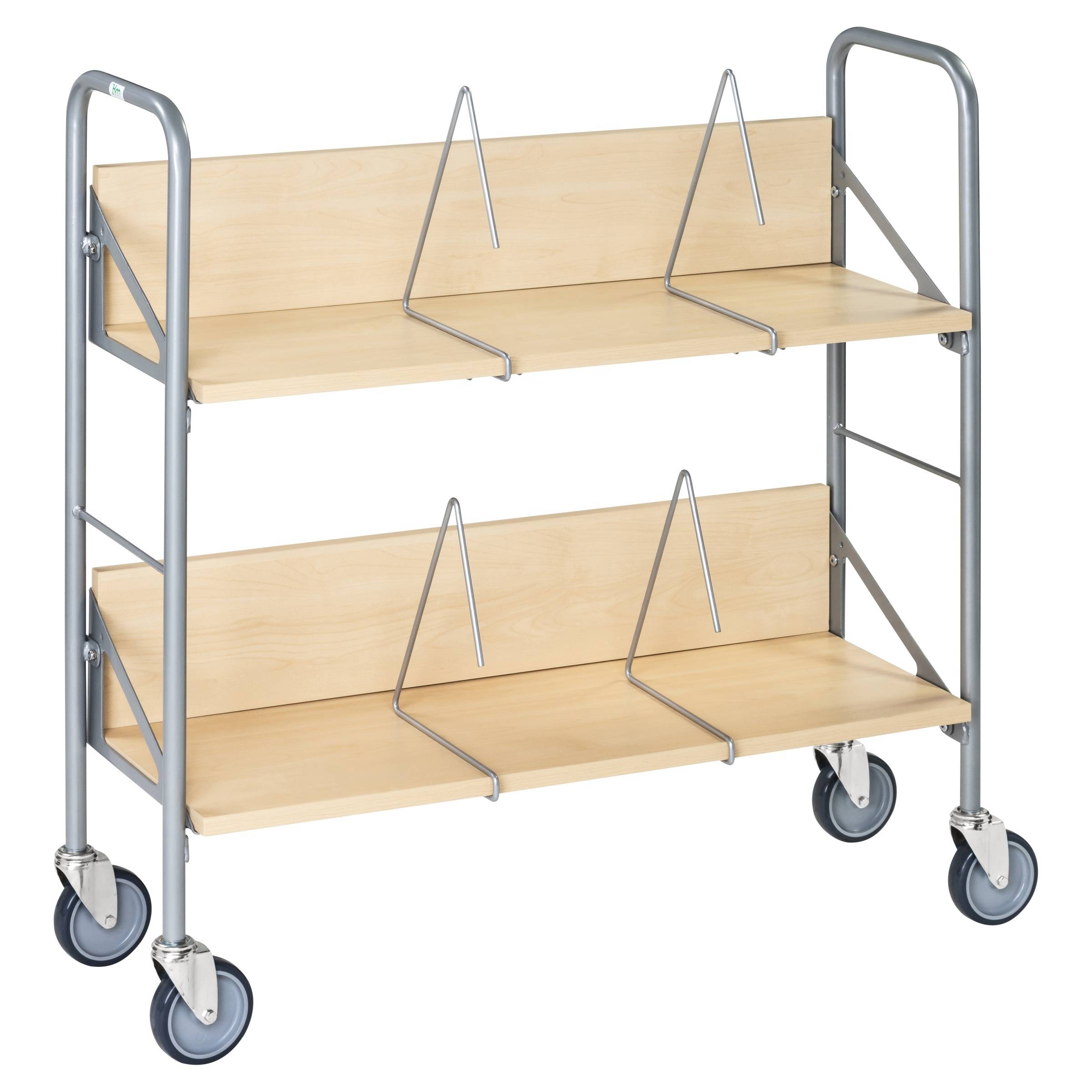 Kongamek Archivwagen in weiß mit 2 schrägen Böden 820x720mm 4 Buchstützen und 50kg Tragkraft