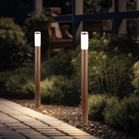 Stehleuchte Außenleuchte Gartenlampe Standleuchte Wegelampe Terrasse IP44, Edelstahl holzoptik, 1x E27 Fassung, DxH 12,7x110 cm Stehleuchte Außenleuchte Gartenlampe Standleuchte Wegelampe Terrasse IP44, Edelstahl holzoptik, 1x E27 Fassung, DxH 12,7x110 cm