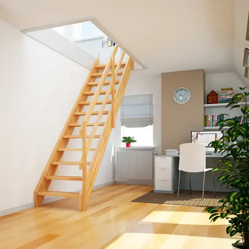 Dolle Raumspartreppe Faro 1/2-gewendelt 243-299cm GH 55-75cm breit Eiche weiß Stabgeländer aus Edelstahl rund 16 mm Dolle Raumspartreppe Faro 1/2-gewendelt 243-299cm GH 55-75cm breit Eiche weiß Stabgeländer aus Edelstahl rund 16 mm