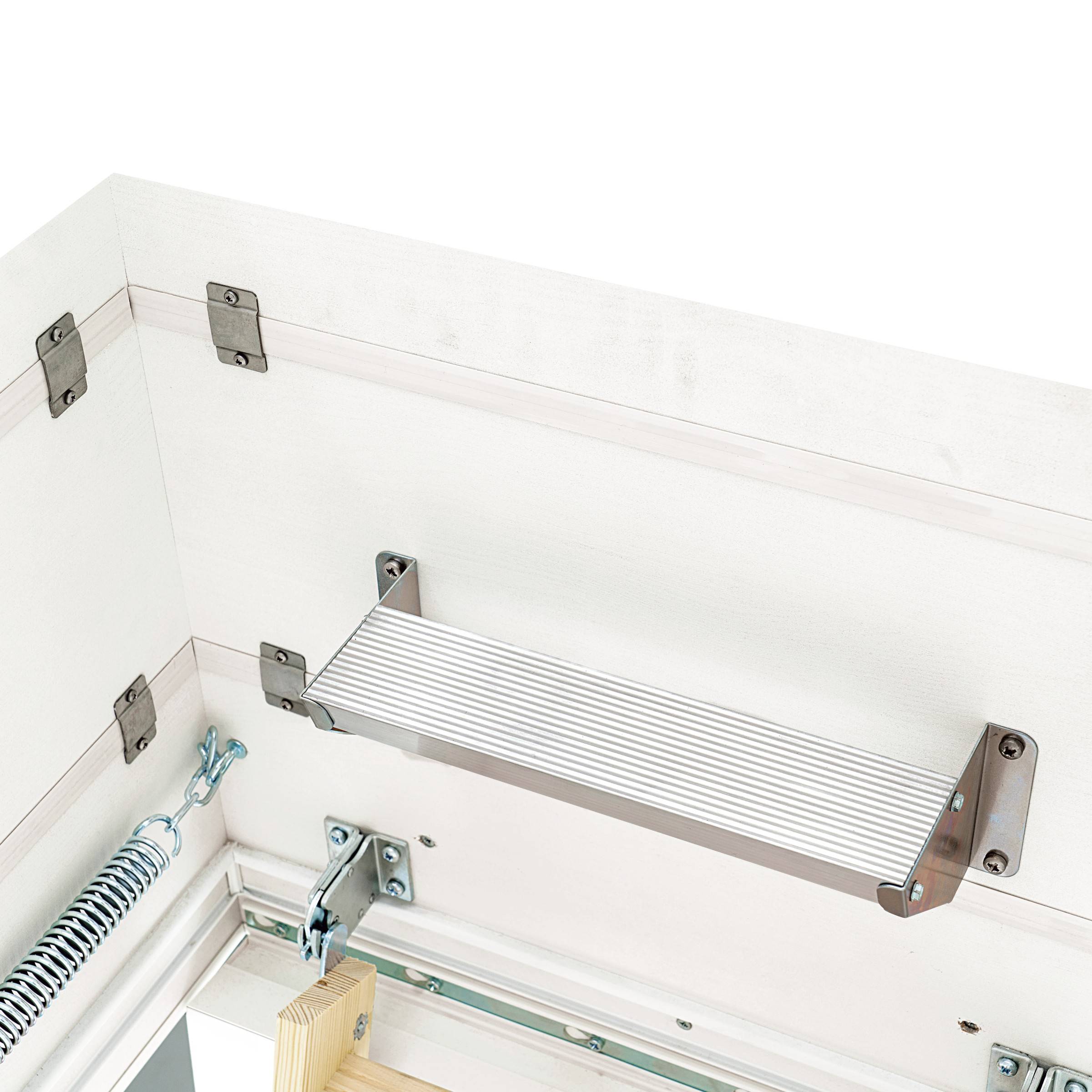 Dolle Flachdachausstieg clickFIX® vario Aluminium-Scherentreppe 130 x 70 cm 1 Zwischenrahmen 320 – 355 cm Raumhöhe