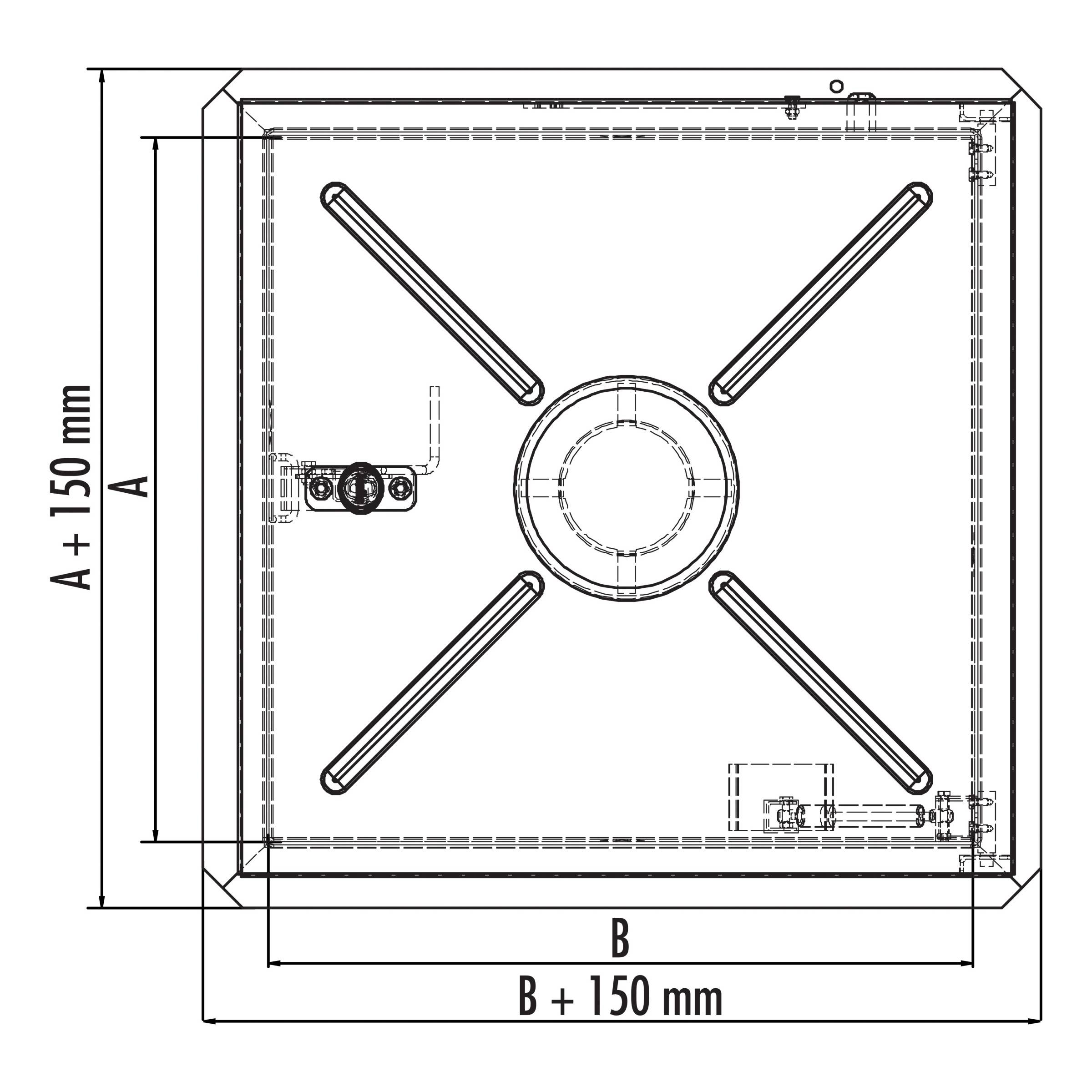 Hailo Schachtabdeckung HS2 Edelstahl 4mm tagwasserdicht, verstärkt 1200x1200mm mit Entlüftung