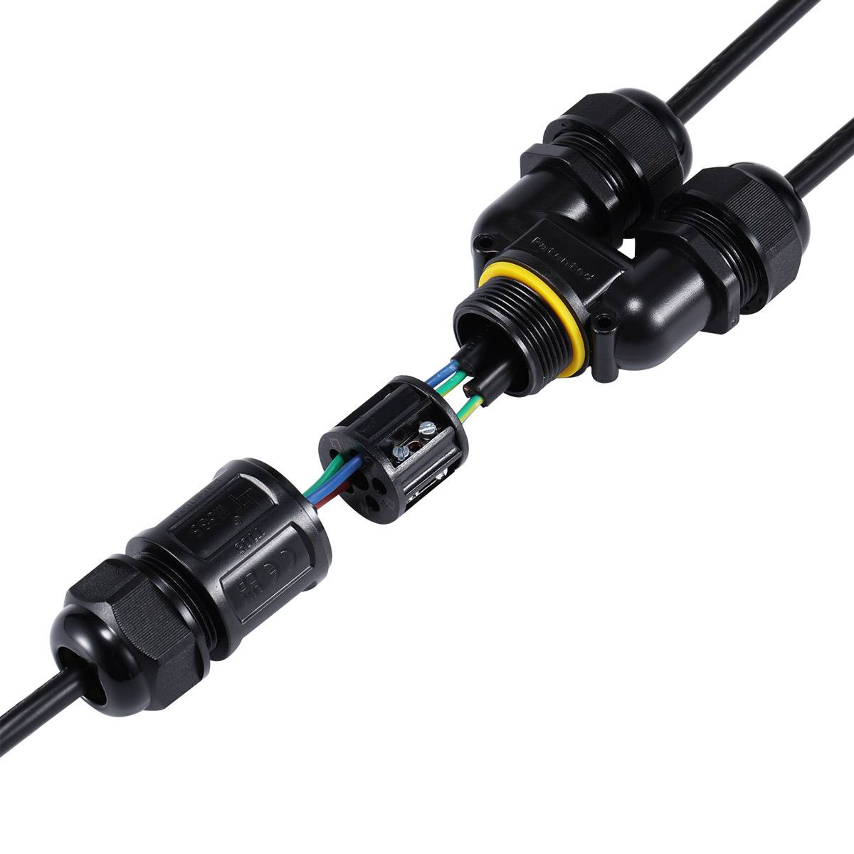 Kabelmuffe Abzweigdose Kabelverbinder IP68 Wasserdicht Erdkabel 2x3 Pin Leitung U-Form 3-Wege