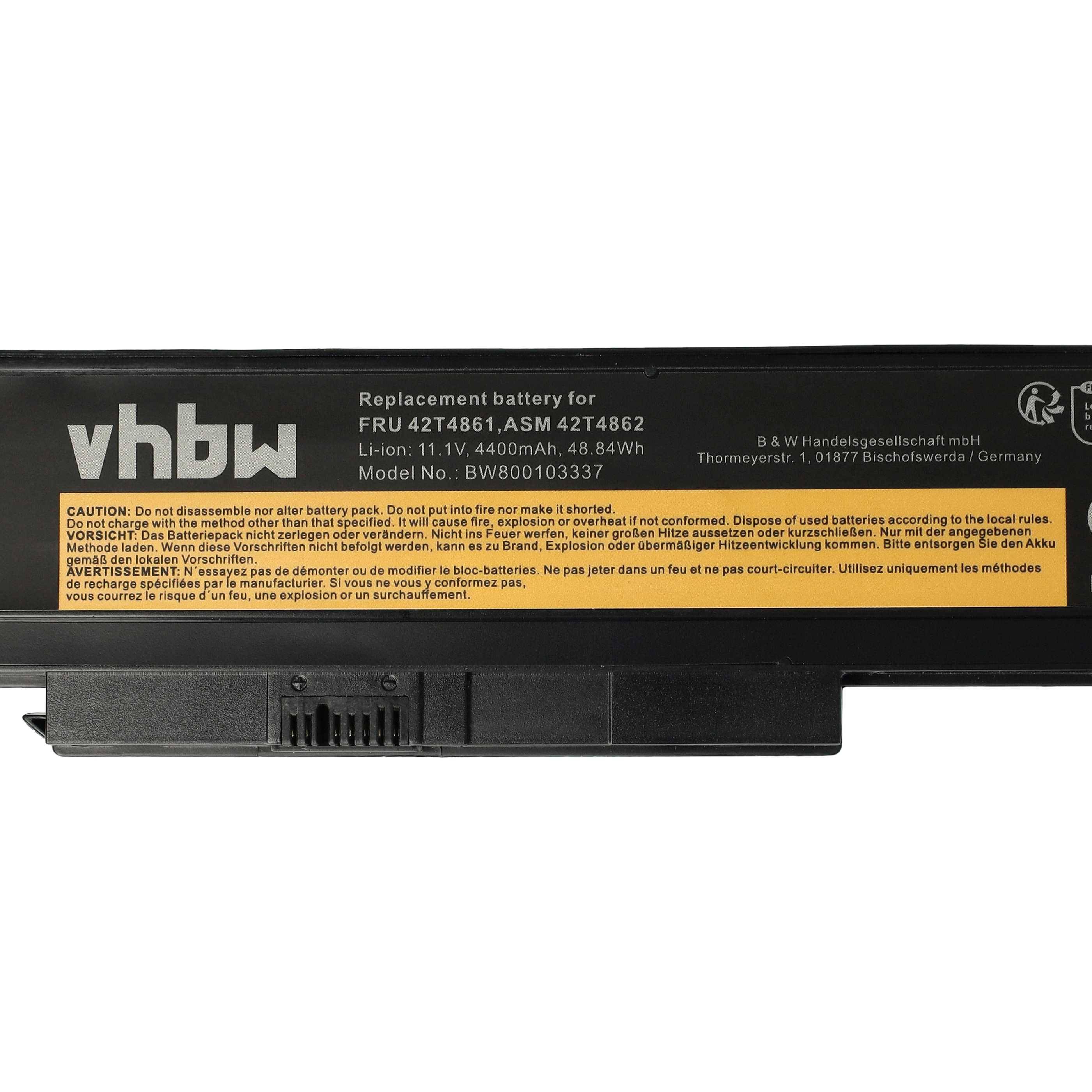 vhbw Akku Ersatz für Lenovo 45N1175, 45N1029 für Notebook (4400 mAh, 11,1 V, Li-Ion)