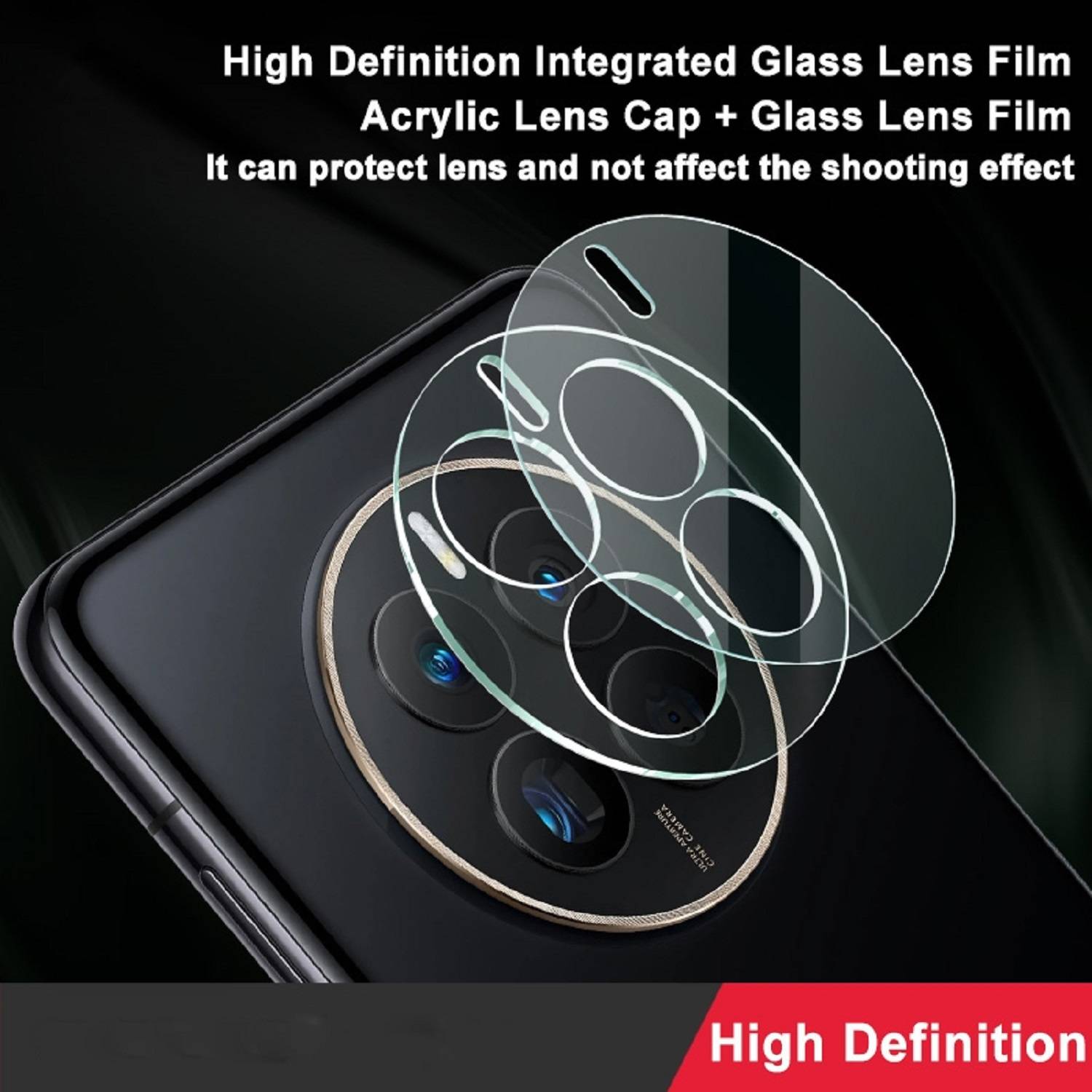2x Kamera 9H Panzerhartglas für Huawei Mate 50 Pro 3D KLAR ECHTES TEMPERED Panzerglas Kameraglas Kamerhartglas Kameraschutzglas Schutzglas