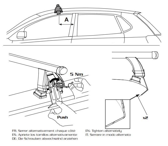 Skiträger YELO 6 Paar Ski + Dachträger VDP EVO ALU kompatibel mit für Daihatsu Terios 5 Türer 1997-2005