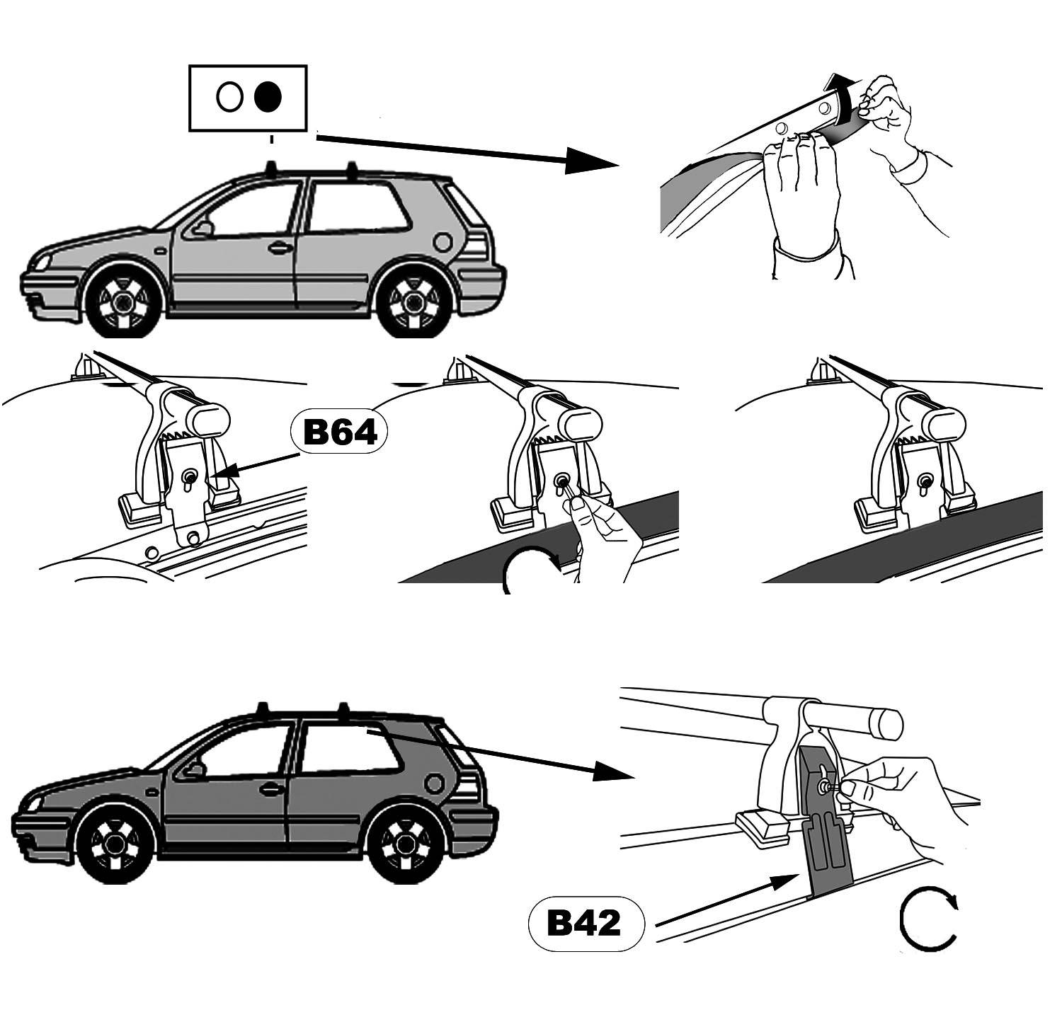 Aurilis Dachträger Easy One kompatibel mit für Fiat Punto II (Schrägheck 3 Türer) 1999-2010
