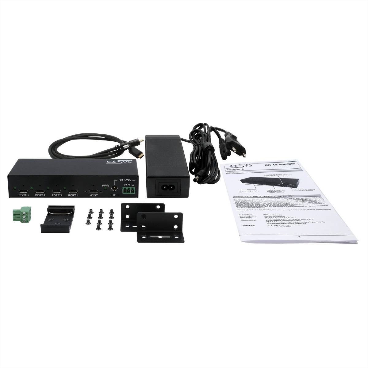 EXSYS EX-12294HMS 4 Port USB 3.2 Metall HUB 4x C