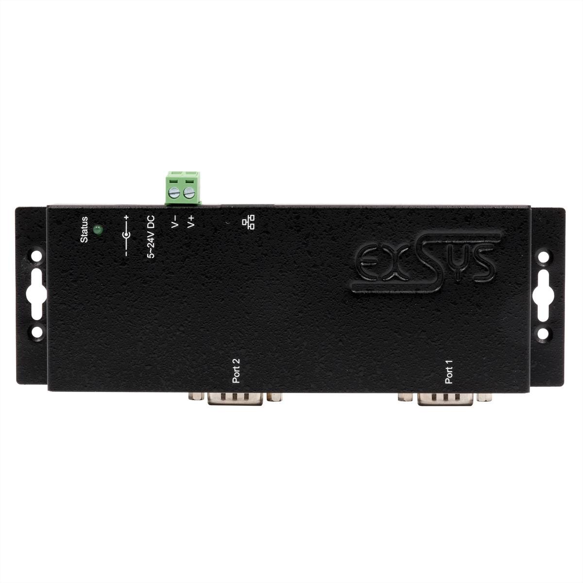 EXSYS EX-6122-2 Ethernet zu Seriell 2 x RS-232/422/485 mit 9 Pin Stecker inkl. Virtual Com Software