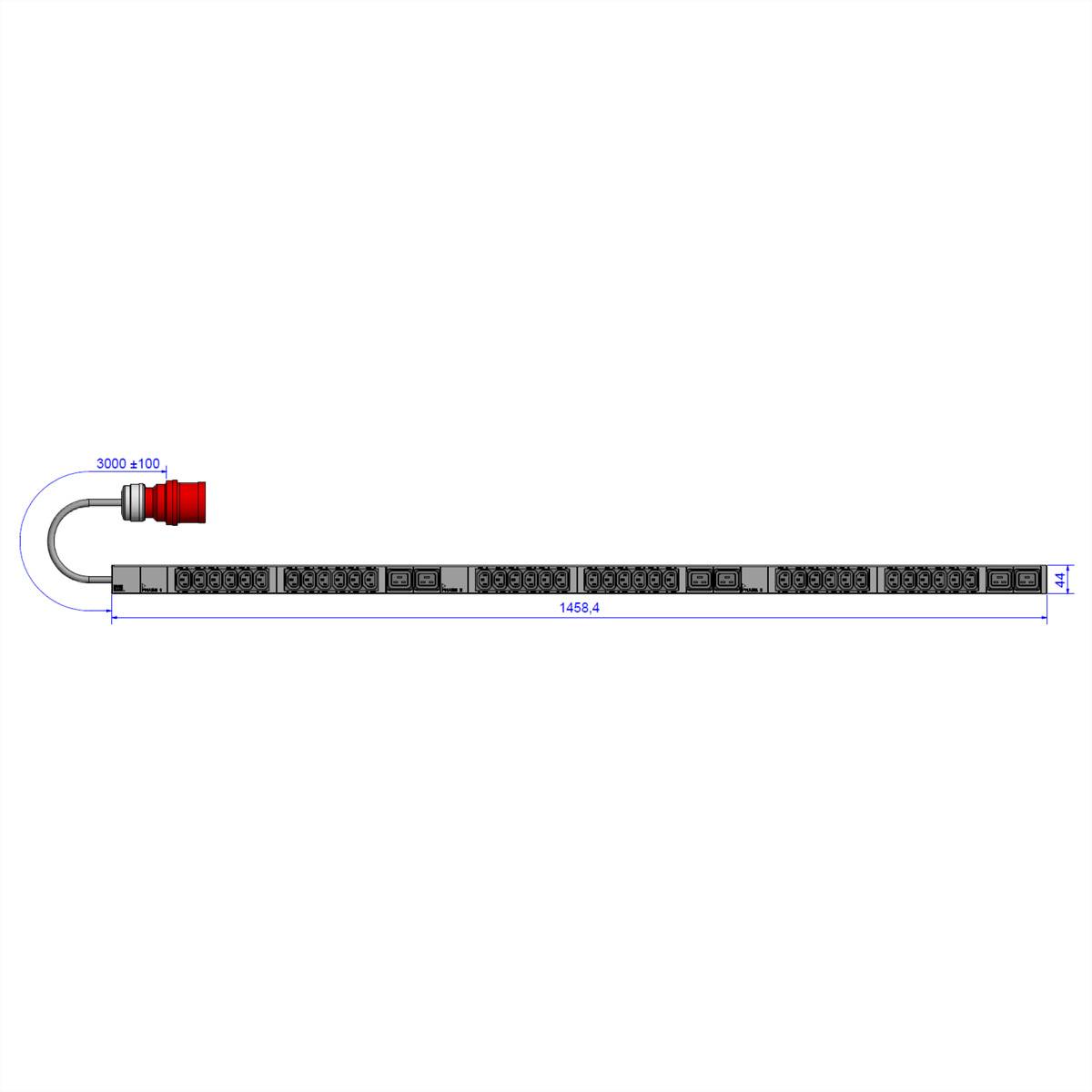 BACHMANN IT PDU ALU 1HE 36x C13 6x C19 CEE 3x16A rot