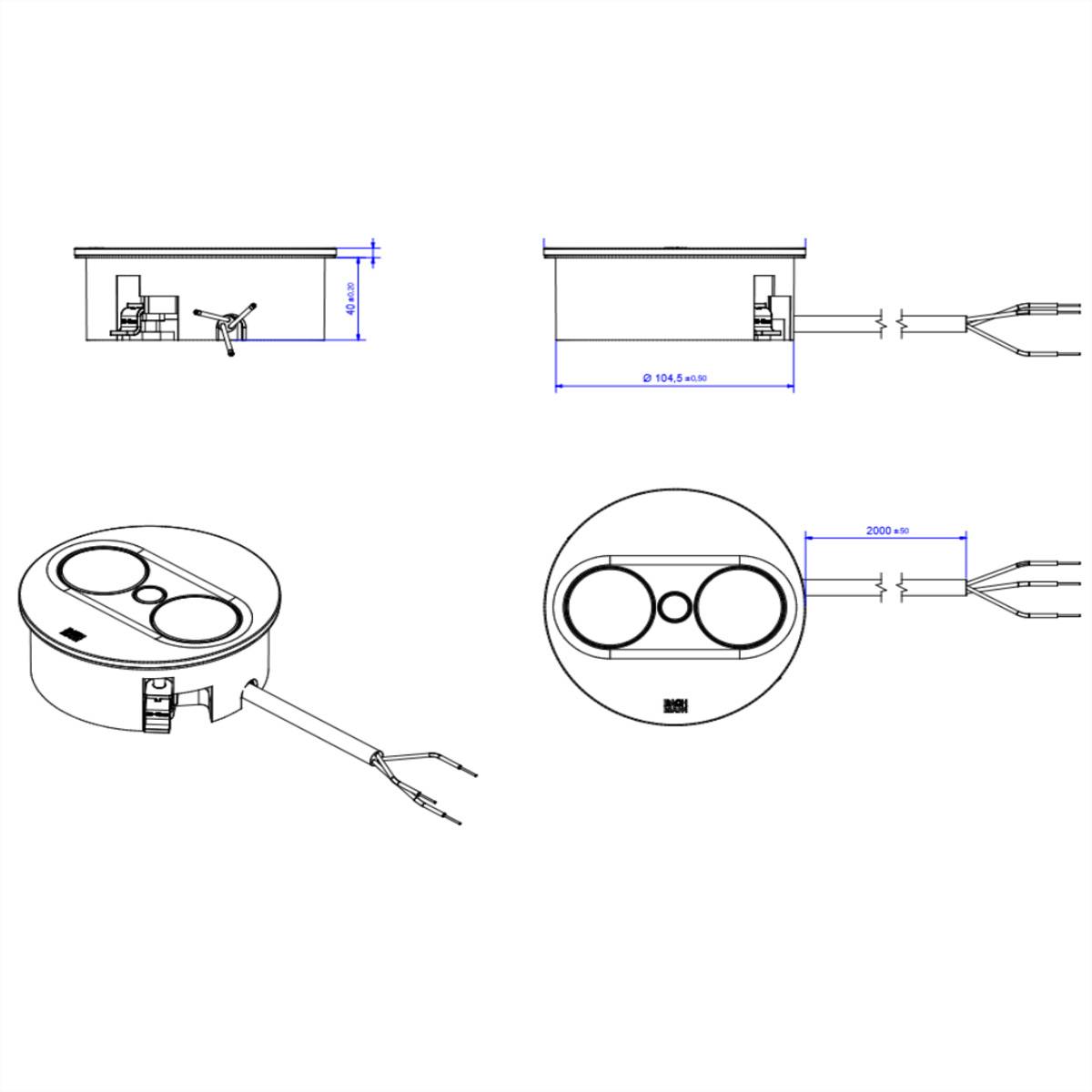 BACHMANN TWIST2 2xUTE 2,0m AEH RAL9005 30GE rund