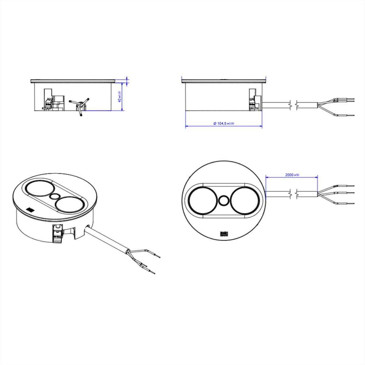 BACHMANN TWIST 2 2xUTE 2,0m AEH RAL9010 30GE rund
