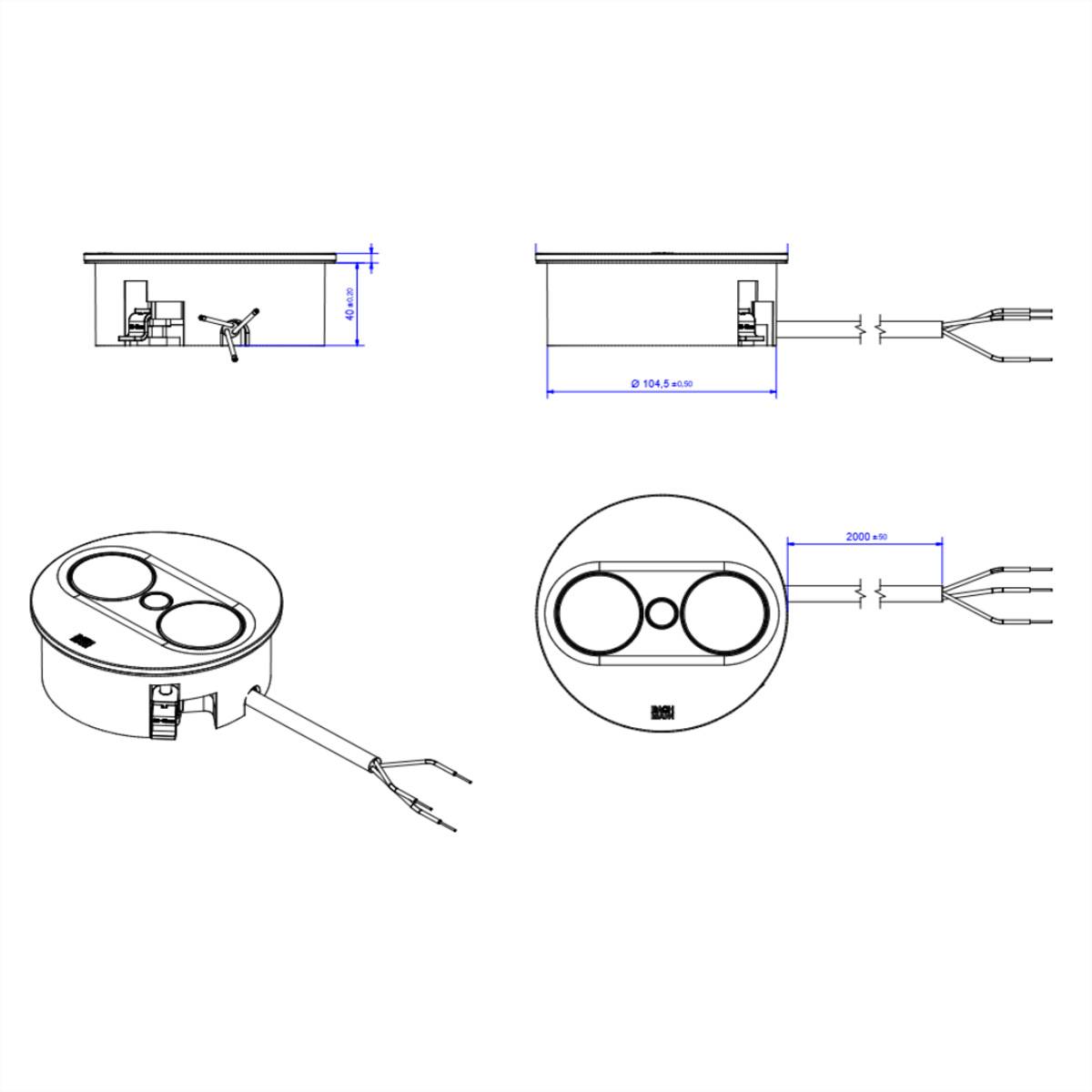 BACHMANN TWIST 2 1xUTE 1xUSB A/C 22W 2,0m AEH RAL9010 30GE rund