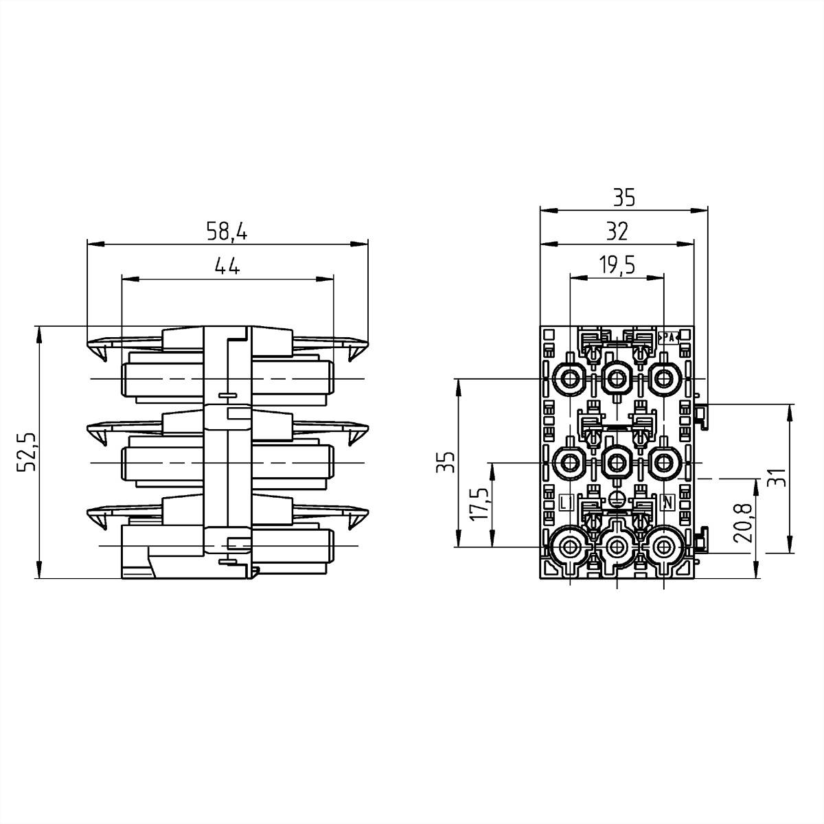 BACHMANN T-Verteiler GST18 3-polig, GST18 1xIn 5xOut