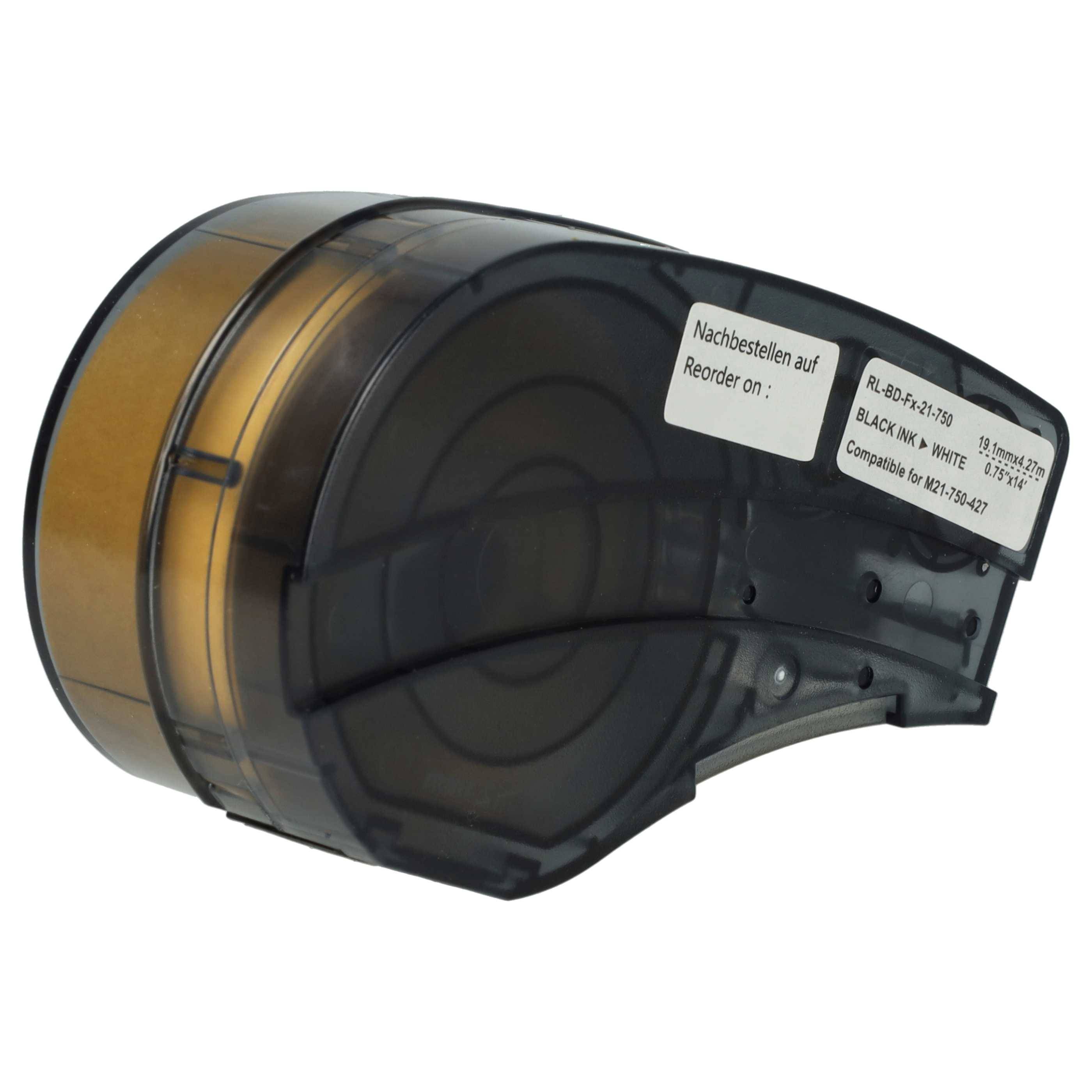 vhbw 5x Schriftband-Kassette kompatibel mit Brady BMP21-LAB, BMP21-PLUS, ID PAL, BMP21, LABPAL Etiketten-Drucker 19,05mm Schwarz auf Weiß, Vinyl