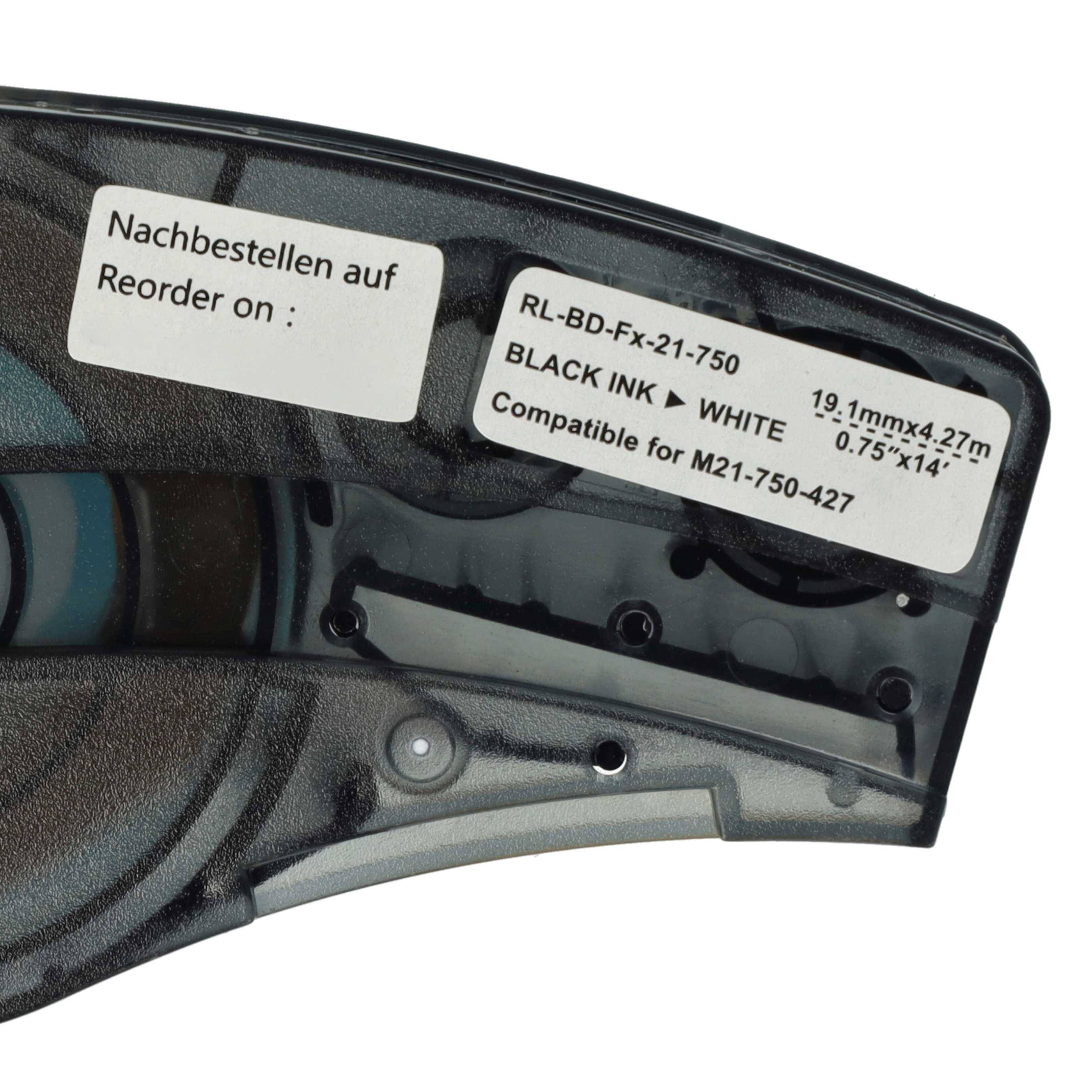 vhbw 3x Schriftband-Kassette kompatibel mit Brady BMP21-LAB, BMP21-PLUS, ID PAL, BMP21 Etiketten-Drucker 4,27m x 19,05mm Schwarz auf Weiß, Vinyl