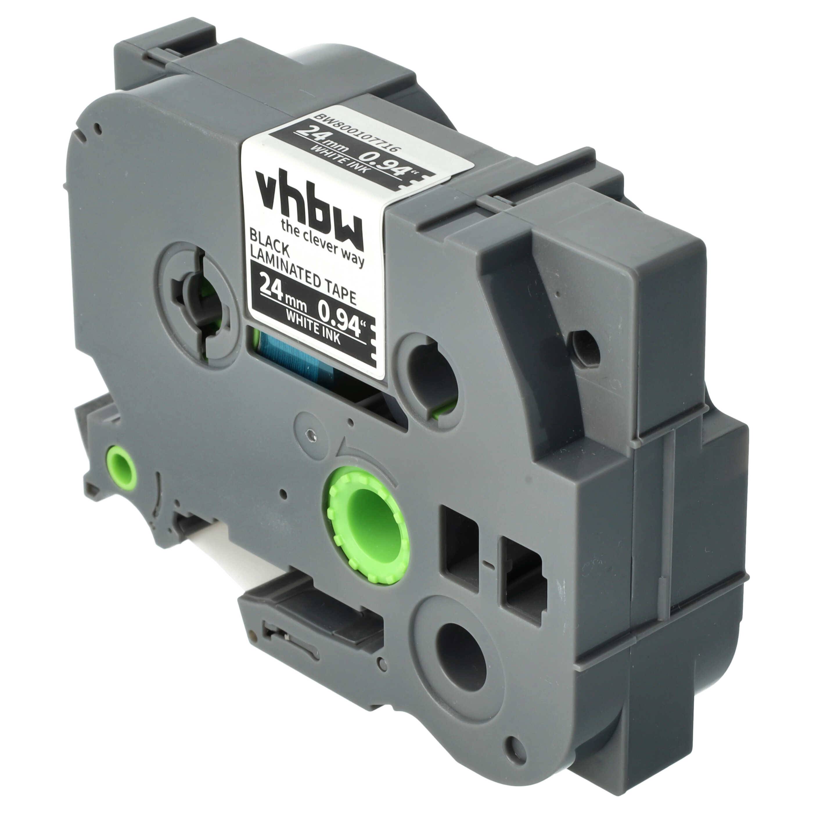 vhbw Schriftband-Kassette kompatibel mit Brother PT H 500 Li, P 700, RL 700 S Etiketten-Drucker 8m x 24mm Weiß auf Schwarz