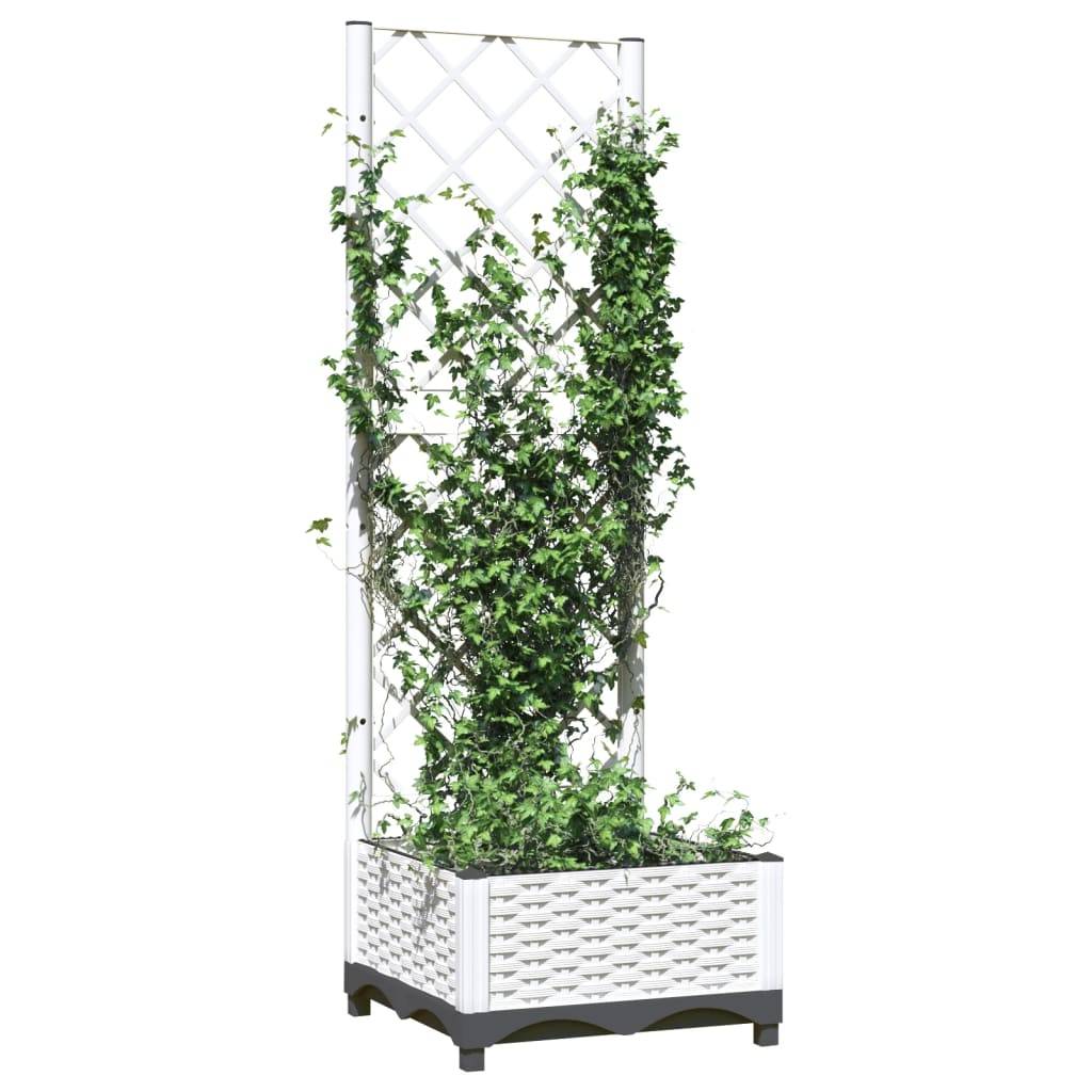 vidaXL Pflanzkübel mit Rankgitter Weiß 40x40x121,5 cm PP