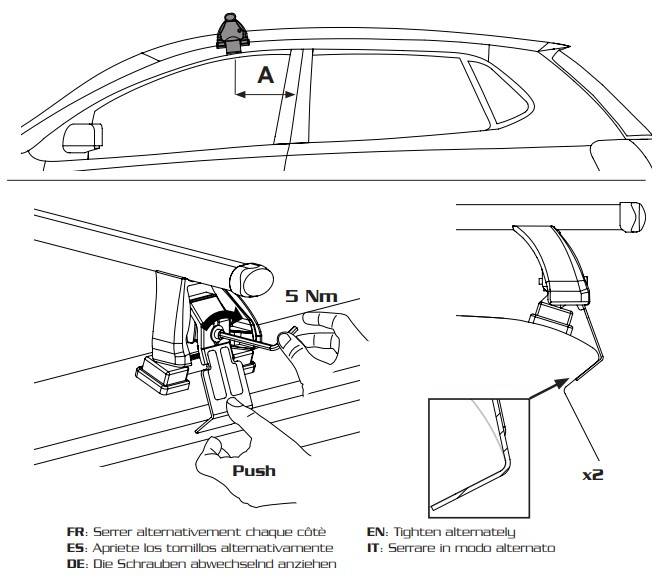 4x Fahrradträger SAGITTAR + Dachträger VDP EVO ALU kompatibel mit für Fiat Panda I 3 Türer 1979-2003