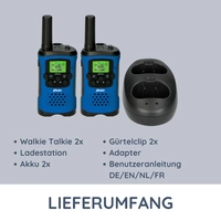 Alecto FR-175BW - Set mit zwei Walkie Talkies, Reichweite von bis zu 7 Kilometern, Blau/Schwarz Alecto FR-175BW - Set mit zwei Walkie Talkies, Reichweite von bis zu 7 Kilometern, Blau/Schwarz