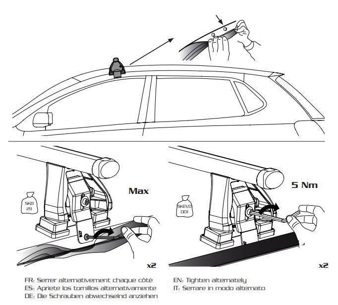 Skiträger Alu 4 Paar Ski + Dachträger VDP EVO Stahl kompatibel mit für Citroen Xantia 5 Türer 1993-1998