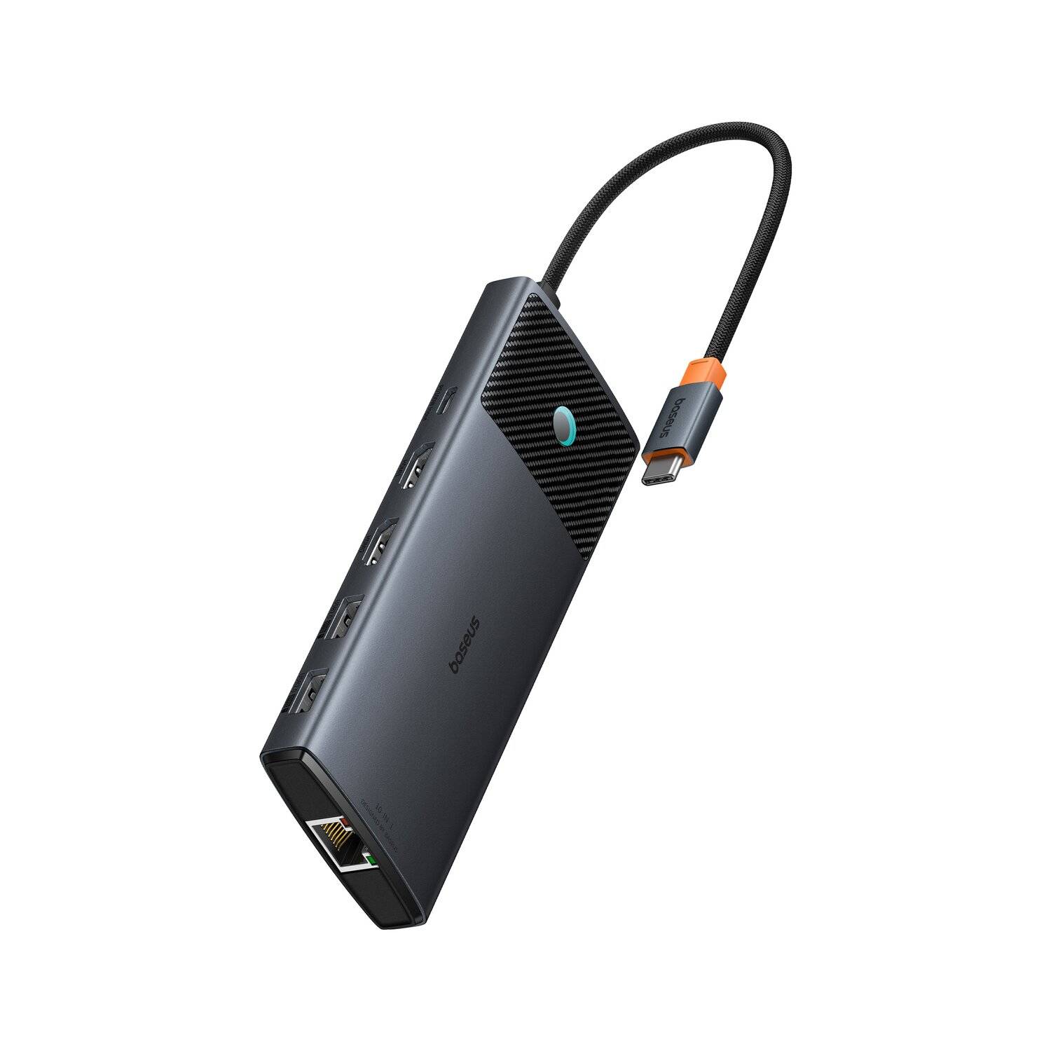 HUB 10in1 Baseus Metal Gleam Series USB-C zu USB-C PD / USB-C / 3x USB-A / 2x HDMI / RJ-45 / SD / TF - Schwarz