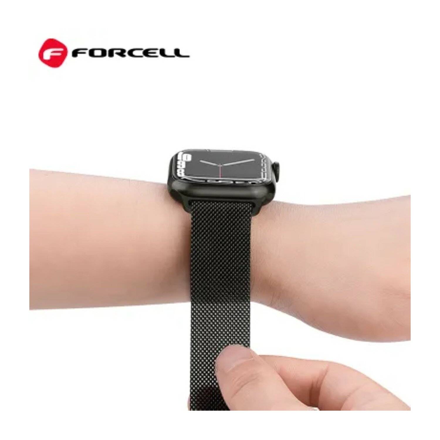 Forcell F - Design Band kompatibel mit Apple Watch 42/44/45/49 mm Schwarz