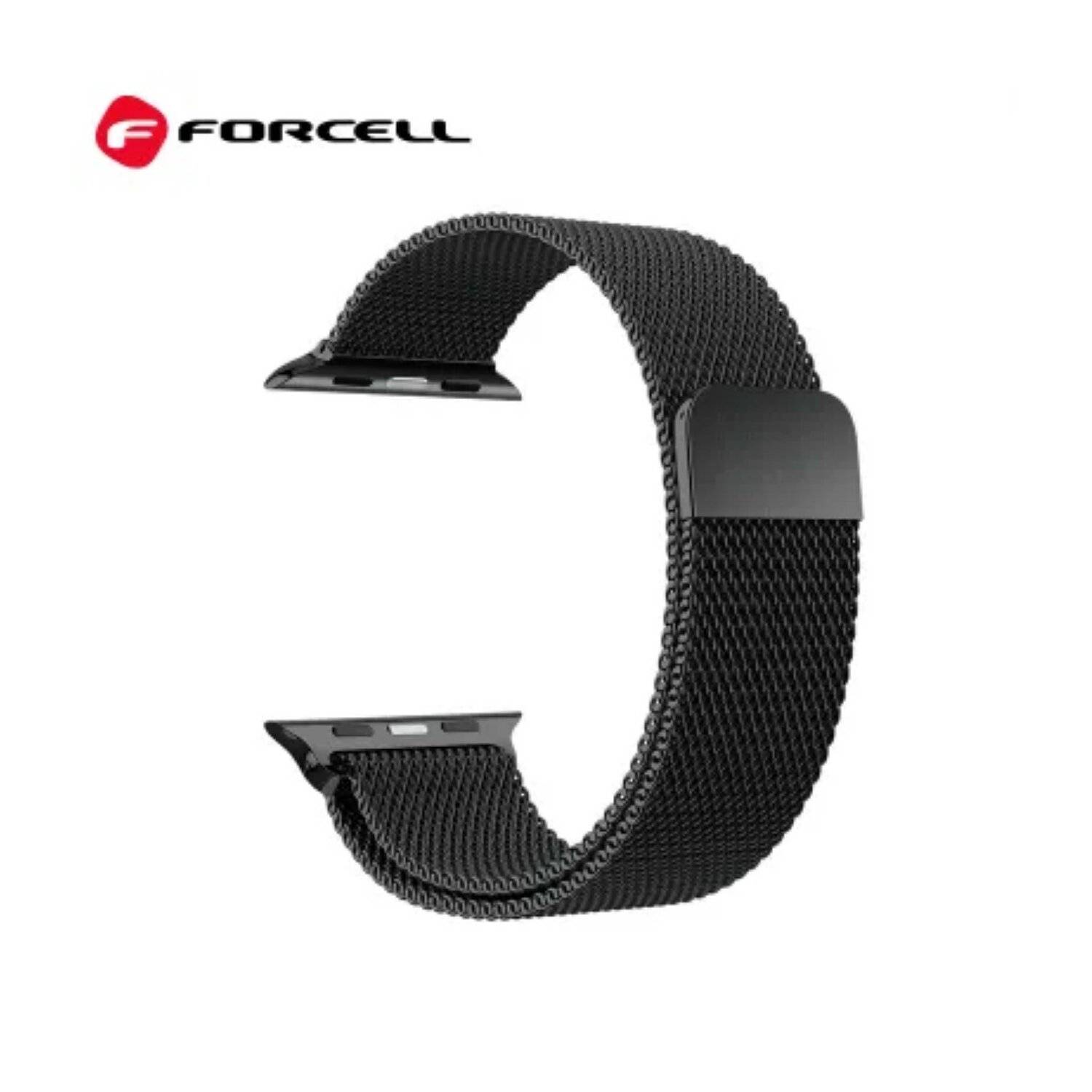 Forcell F - Design Band kompatibel mit Apple Watch 42/44/45/49 mm Schwarz