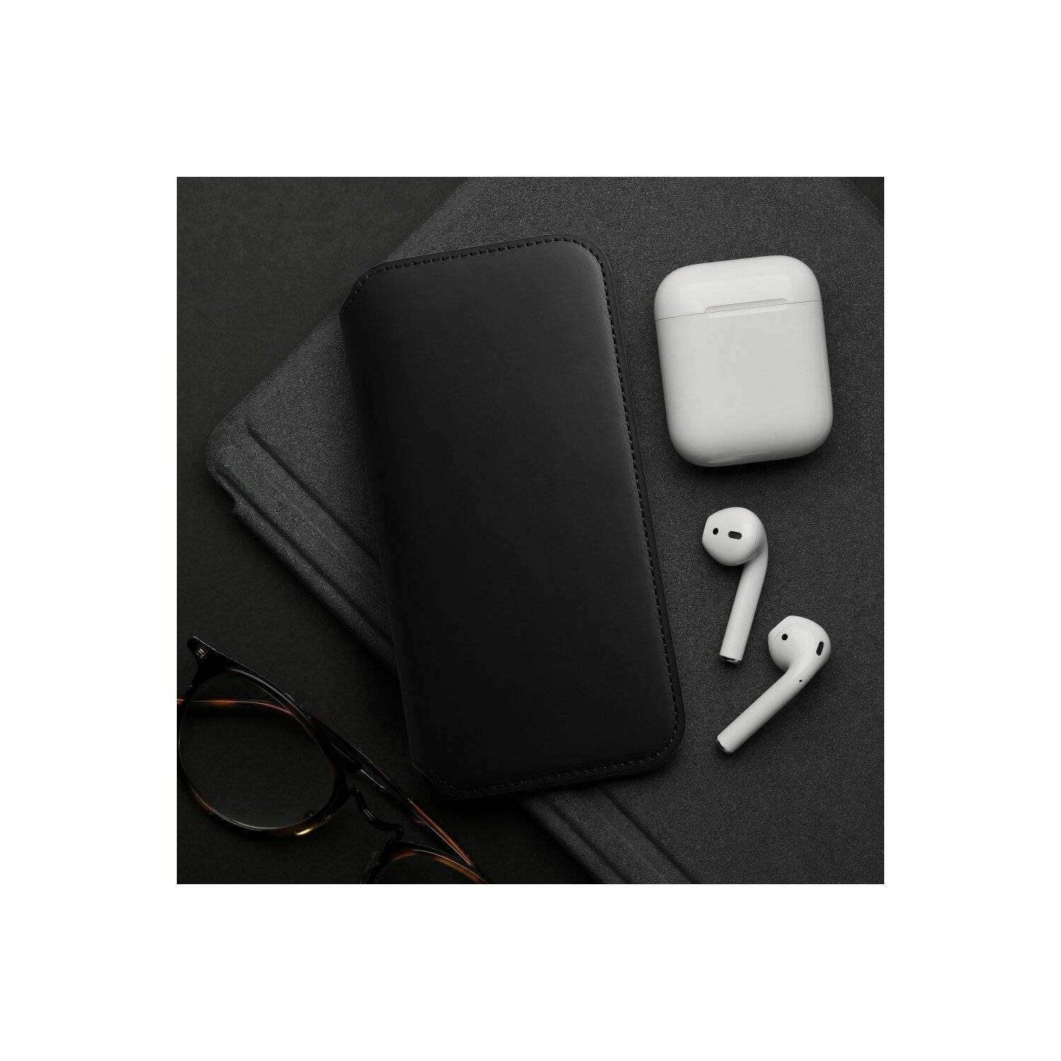 Dual Pocket Holster Buch Tasche kompatibel mit Samsung Galaxy S24 Ultra Schwarz
